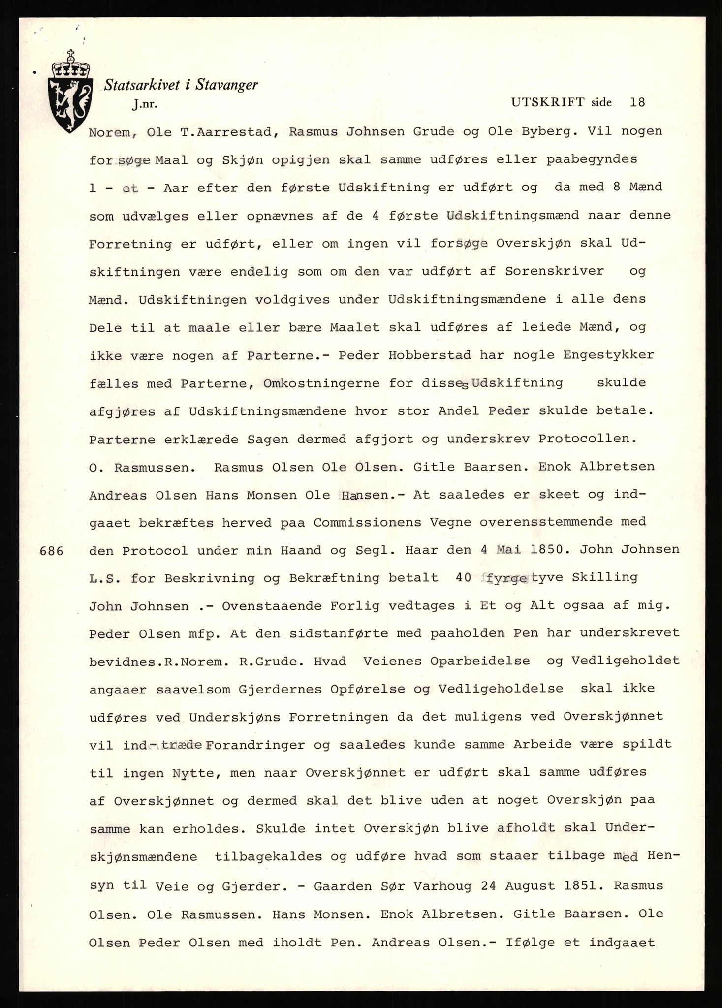 Statsarkivet i Stavanger, AV/SAST-A-101971/03/Y/Yj/L0092: Avskrifter sortert etter gårdsnavn: Varhaug søndre - Vatnemoholmene, 1750-1930, s. 36