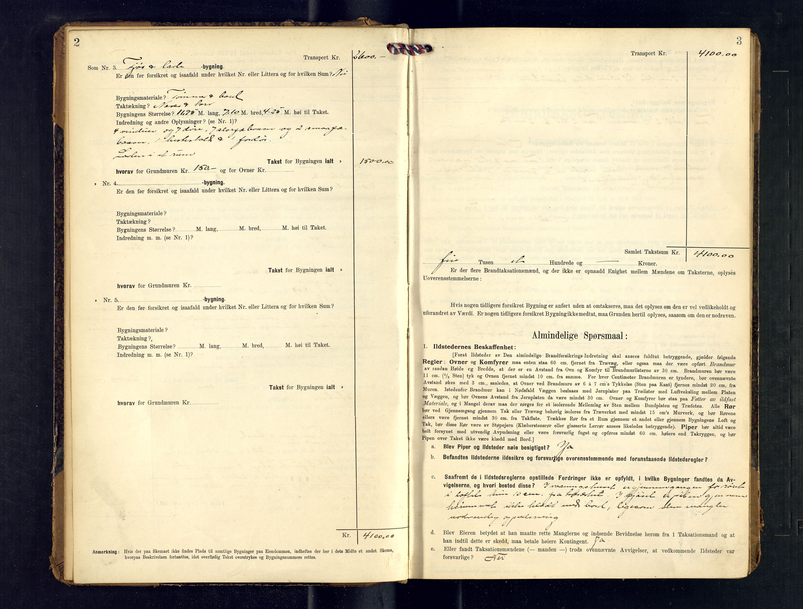 Harstad lensmannskontor, AV/SATØ-SATØ-10/F/Fr/Fra/L0603: Branntakstprotokoll (S). Merket R, 1909-1914, s. 2-3