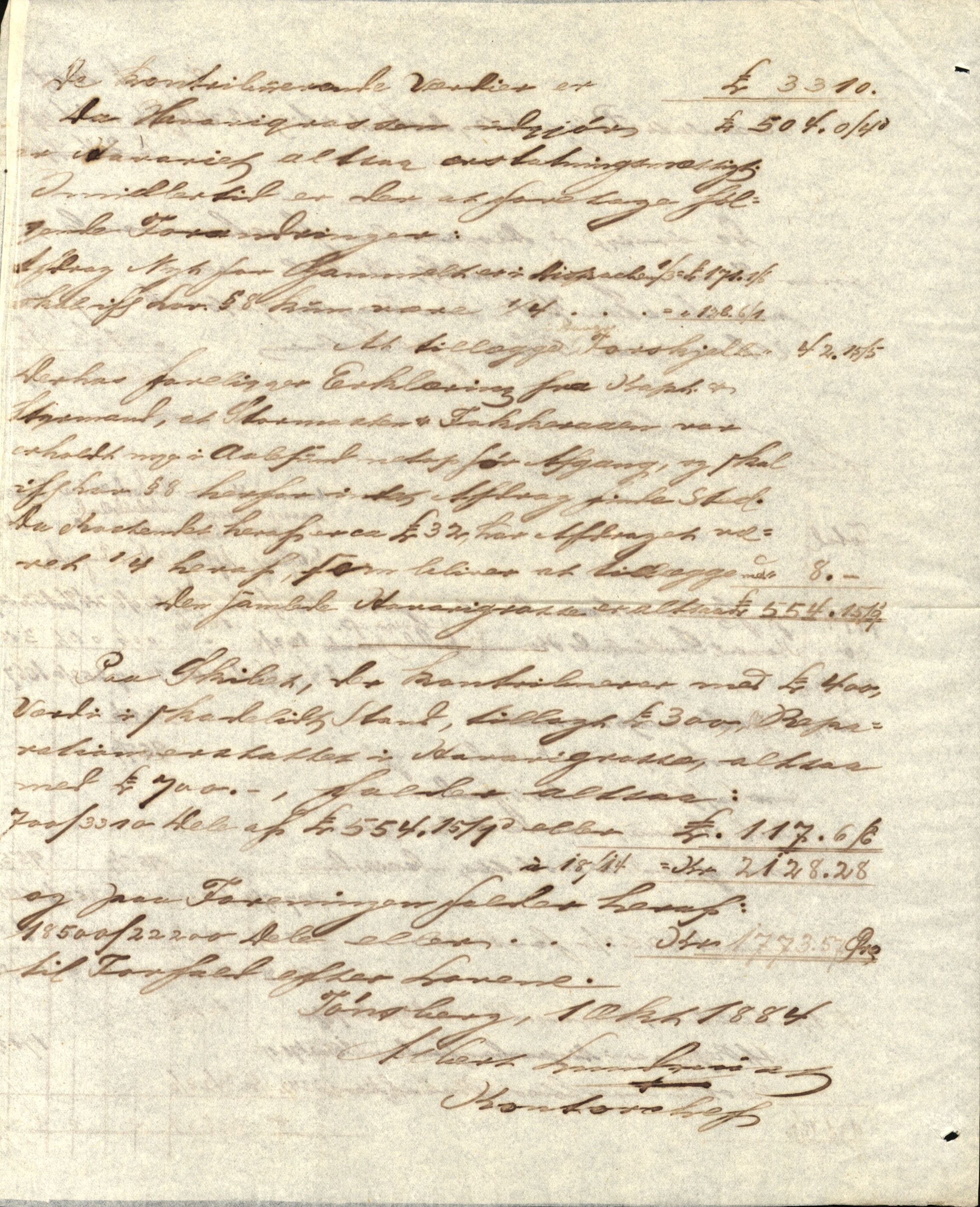 Pa 63 - Østlandske skibsassuranceforening, VEMU/A-1079/G/Ga/L0017/0009: Havaridokumenter / Agnese, Agnes, Adelphia, Kvik, Varnæs, 1884, s. 67