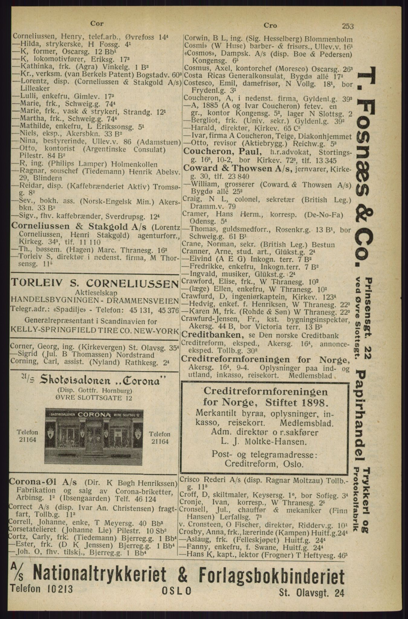 Kristiania/Oslo adressebok, PUBL/-, 1927, s. 253