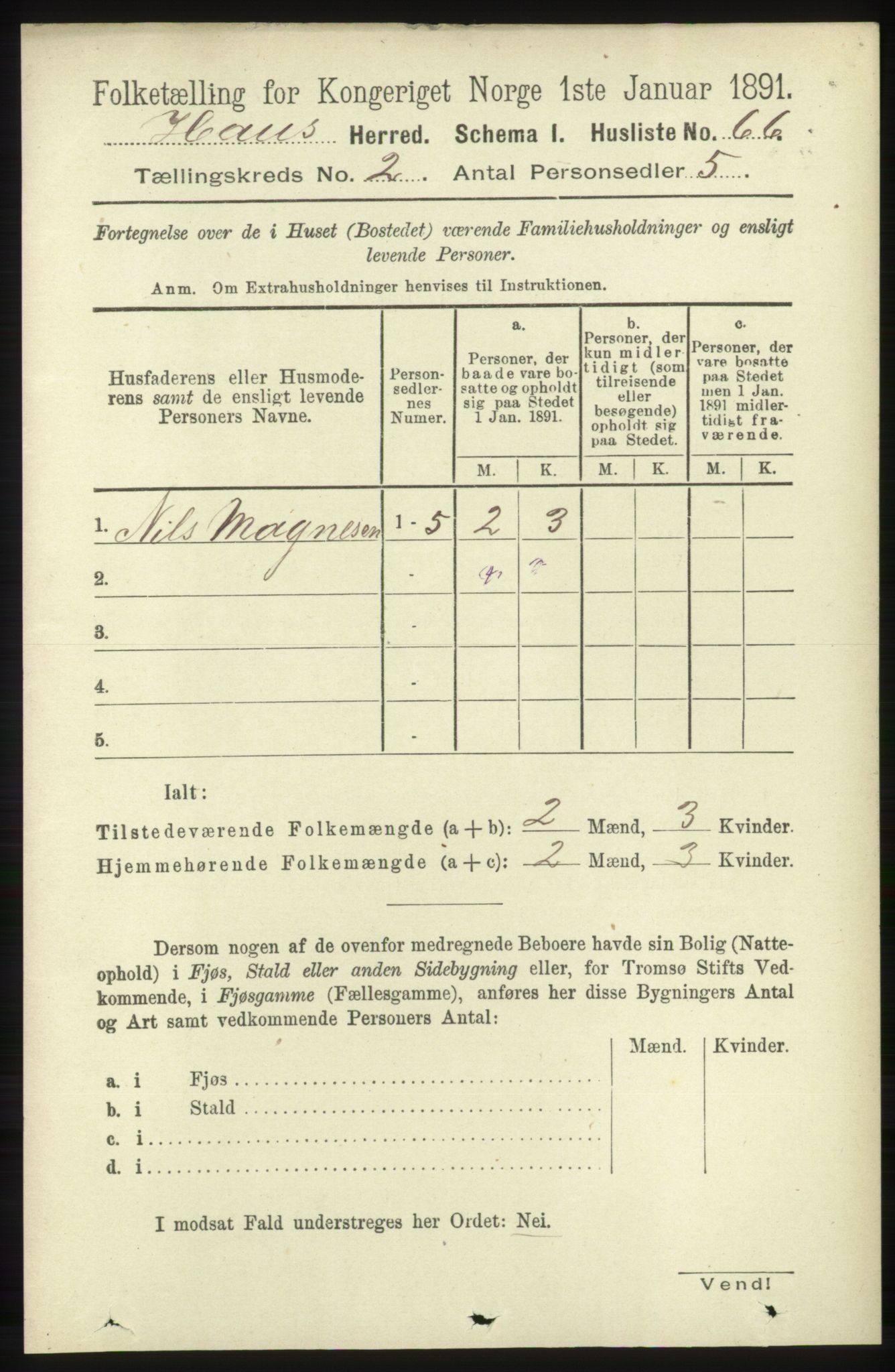 RA, Folketelling 1891 for 1250 Haus herred, 1891, s. 515