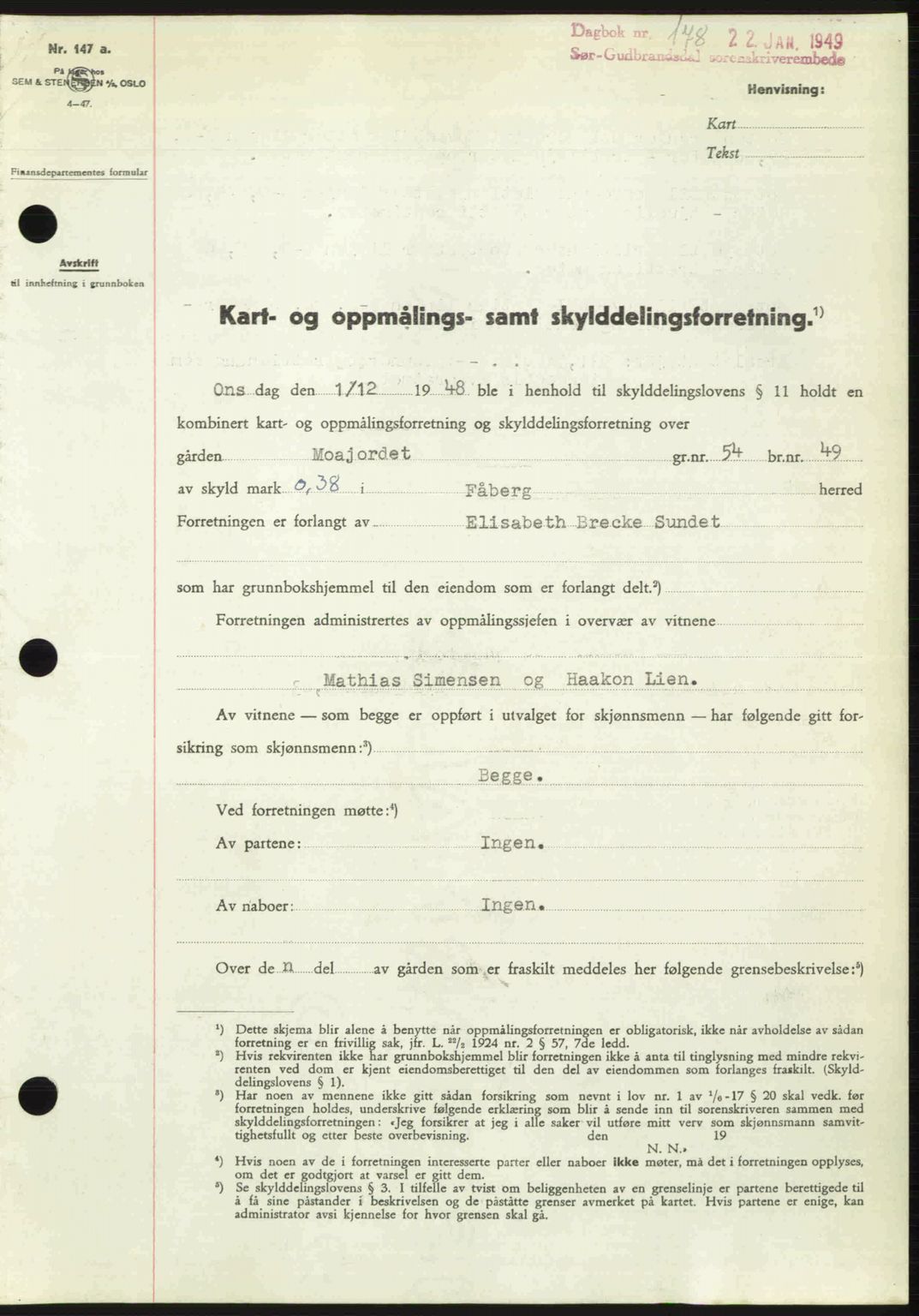 Sør-Gudbrandsdal tingrett, SAH/TING-004/H/Hb/Hbd/L0024: Pantebok nr. A24, 1948-1949, Dagboknr: 178/1949
