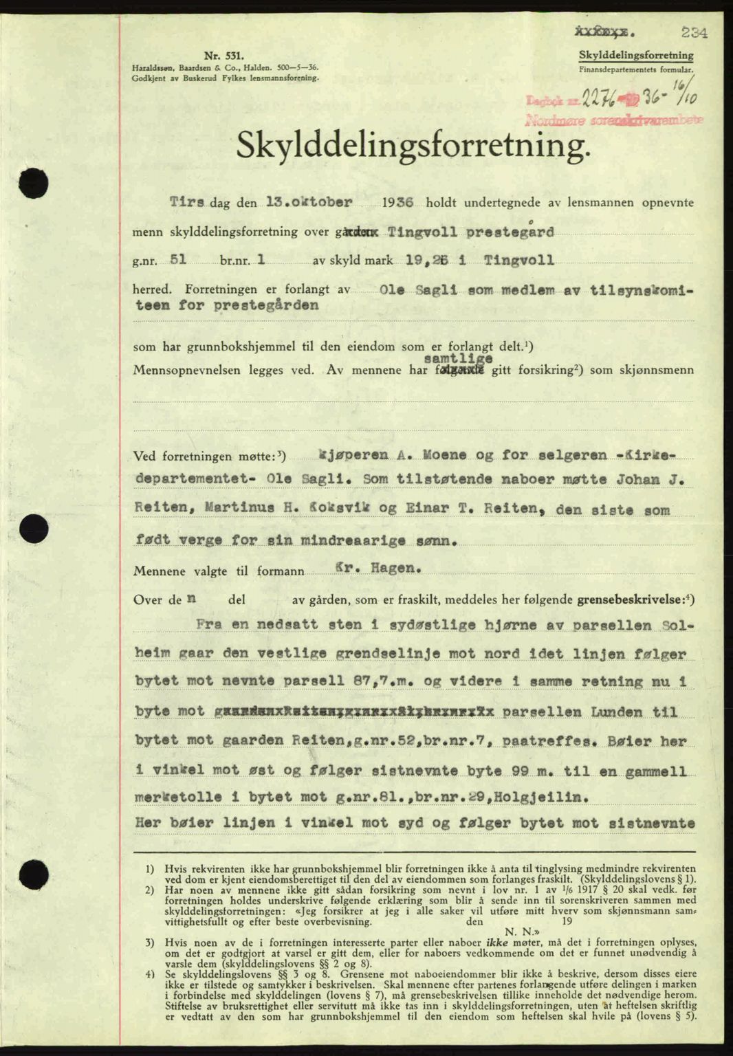 Nordmøre sorenskriveri, SAT/A-4132/1/2/2Ca: Pantebok nr. A80, 1936-1937, Dagboknr: 2276/1936