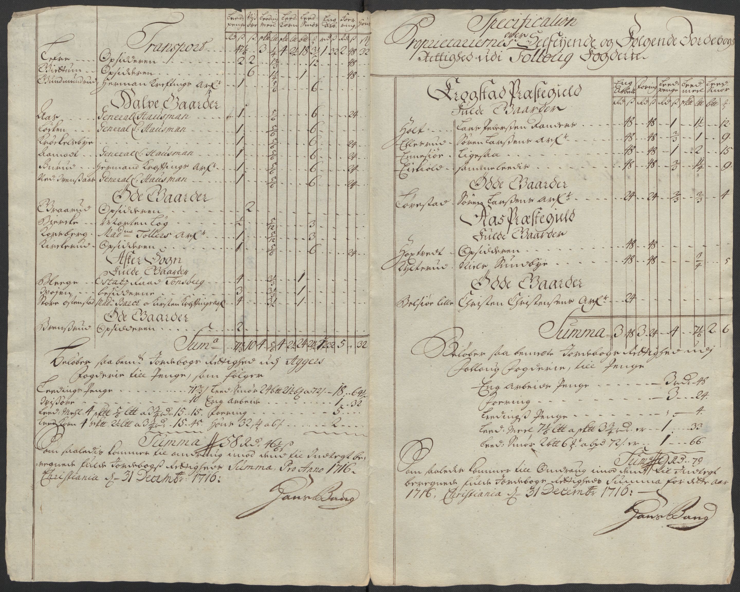 Rentekammeret inntil 1814, Reviderte regnskaper, Fogderegnskap, AV/RA-EA-4092/R10/L0454: Fogderegnskap Aker og Follo, 1716, s. 341