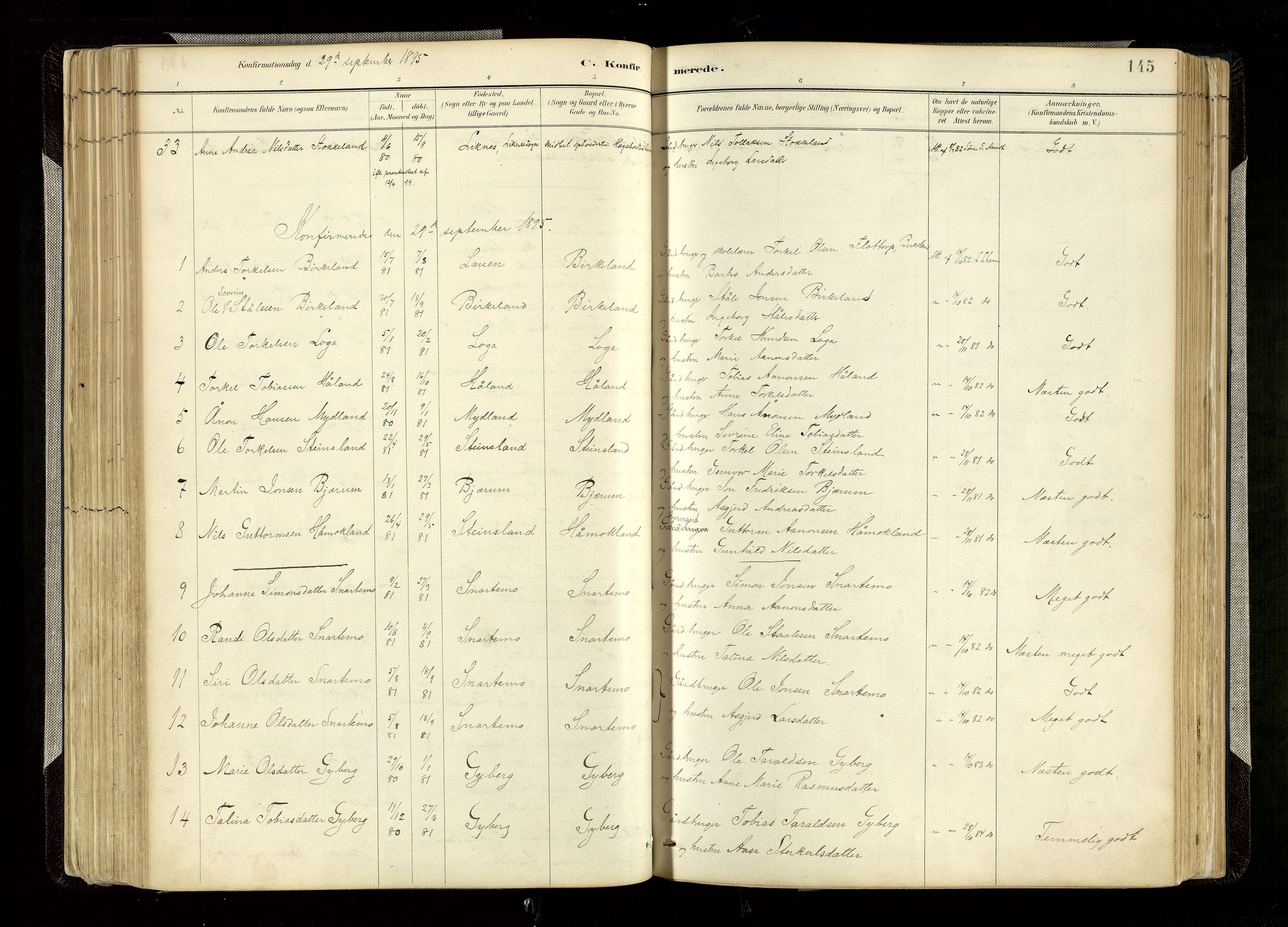 Hægebostad sokneprestkontor, AV/SAK-1111-0024/F/Fa/Faa/L0006: Ministerialbok nr. A 6, 1887-1929, s. 145