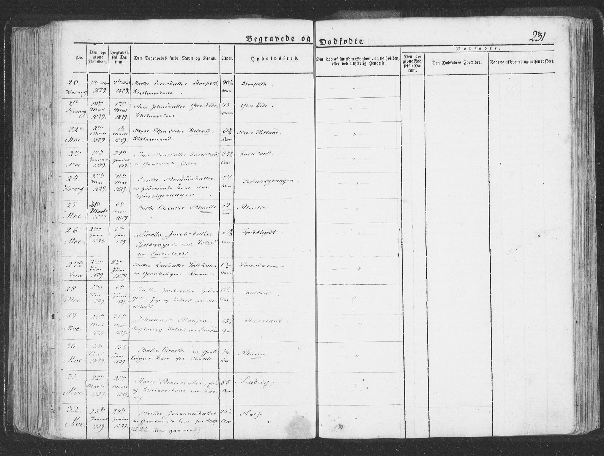 Hosanger sokneprestembete, AV/SAB-A-75801/H/Haa: Ministerialbok nr. A 6, 1824-1835, s. 231