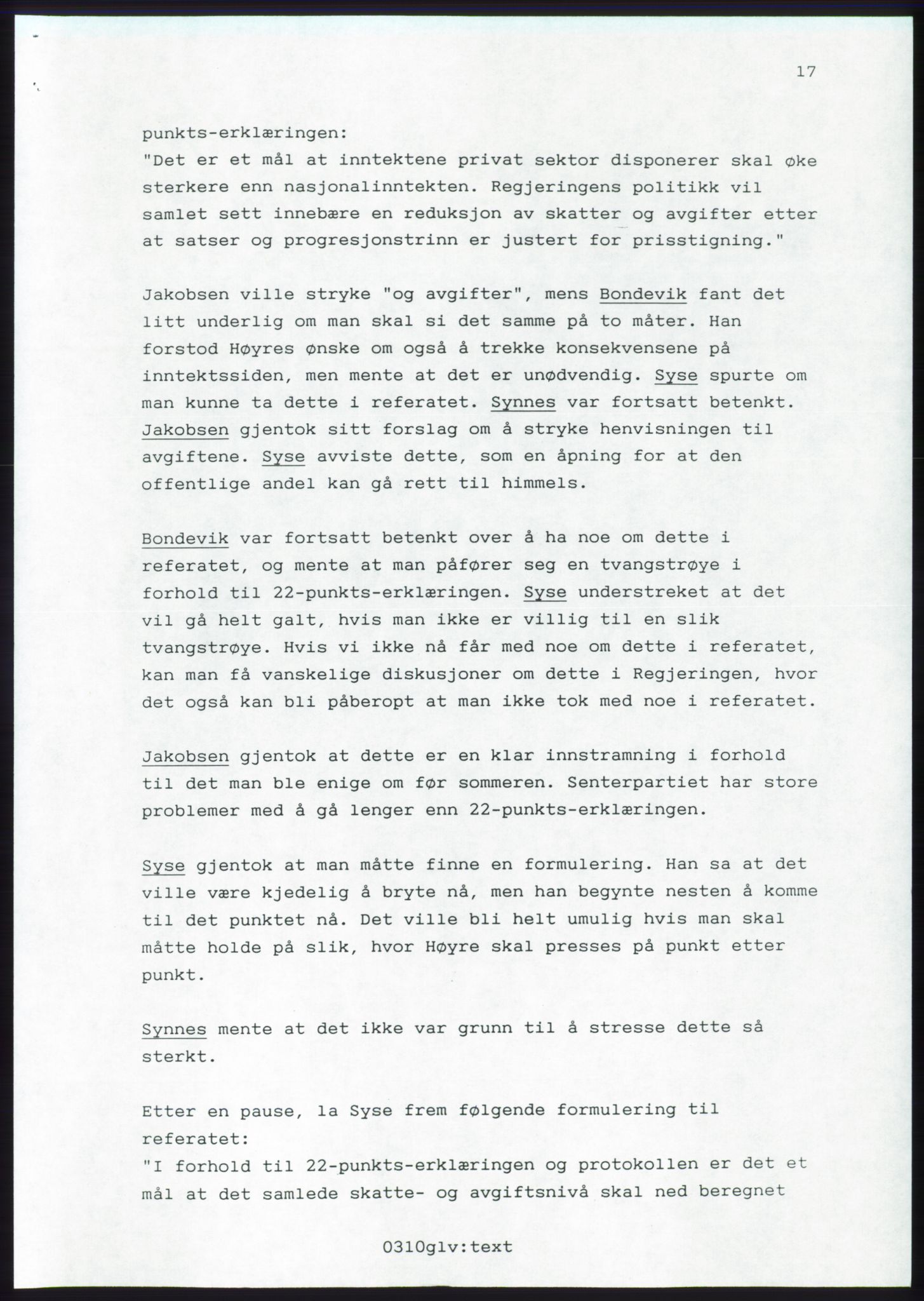 Forhandlingsmøtene 1989 mellom Høyre, KrF og Senterpartiet om dannelse av regjering, AV/RA-PA-0697/A/L0001: Forhandlingsprotokoll med vedlegg, 1989, s. 491