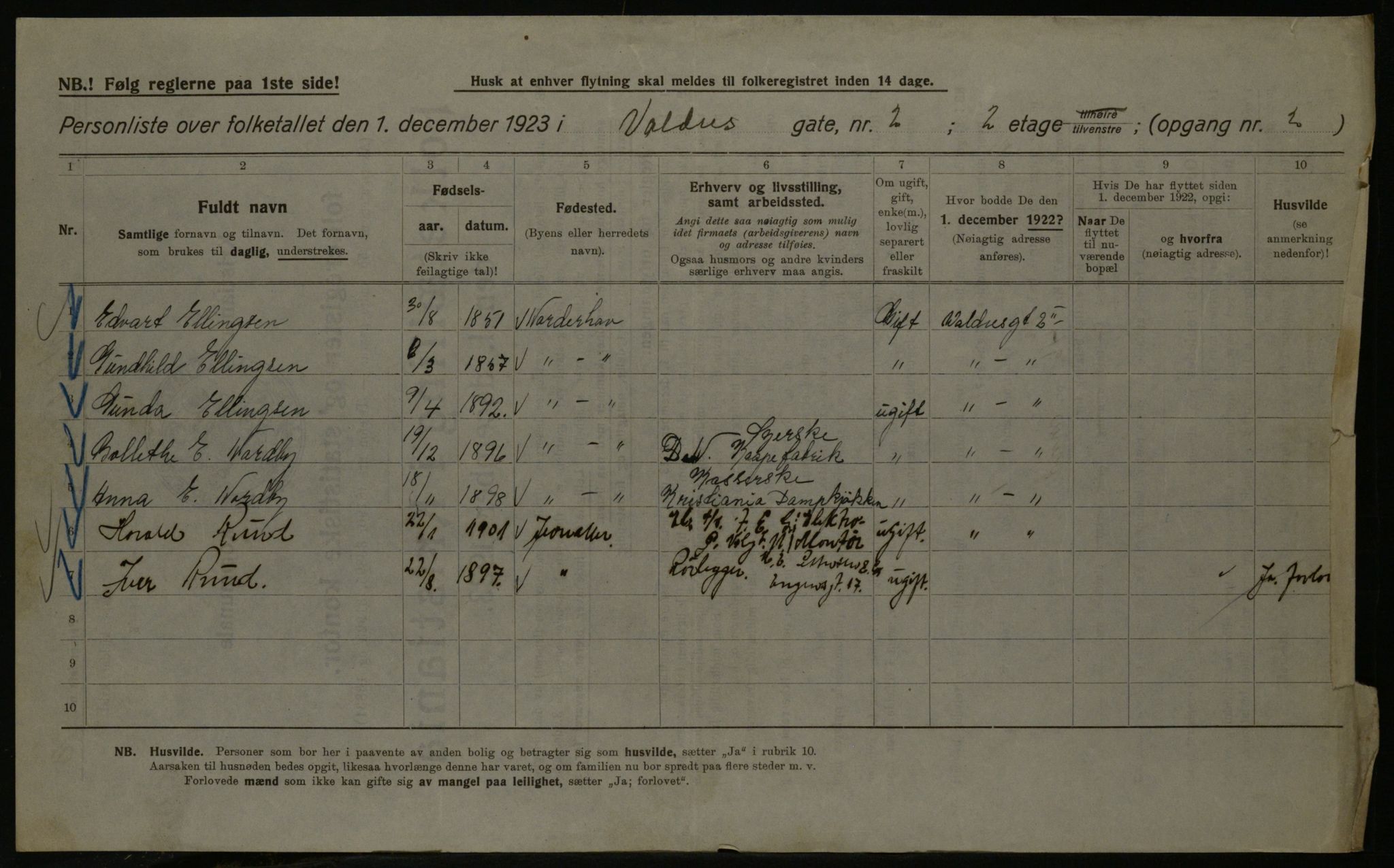 OBA, Kommunal folketelling 1.12.1923 for Kristiania, 1923, s. 134392