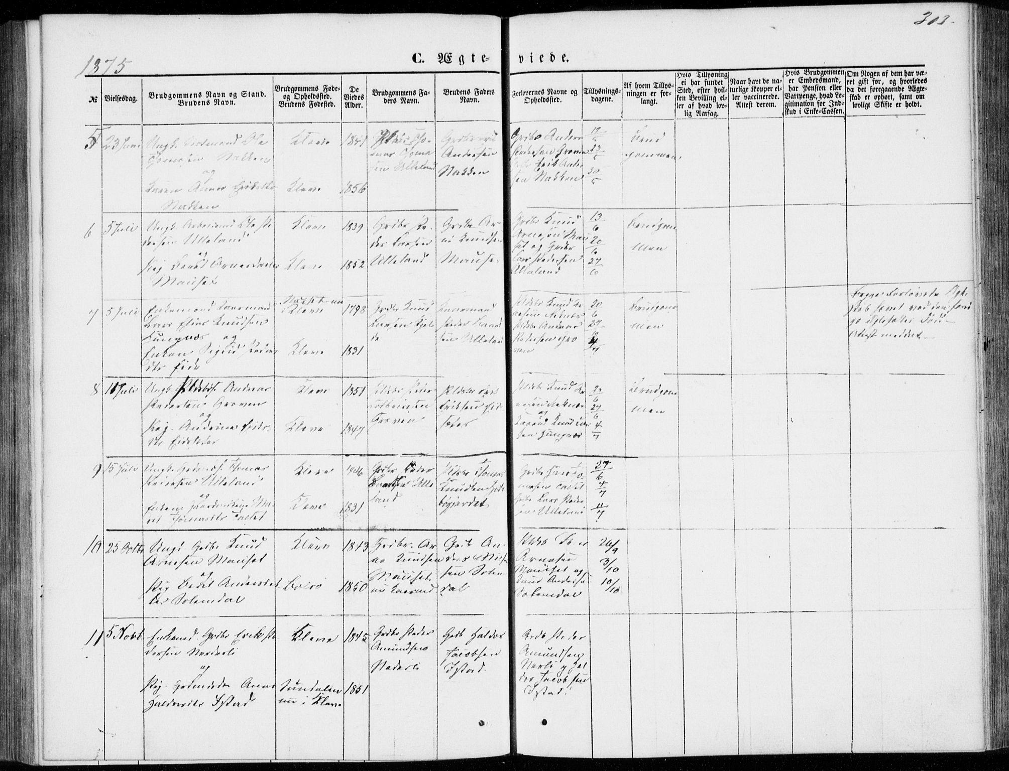 Ministerialprotokoller, klokkerbøker og fødselsregistre - Møre og Romsdal, SAT/A-1454/557/L0681: Ministerialbok nr. 557A03, 1869-1886, s. 303