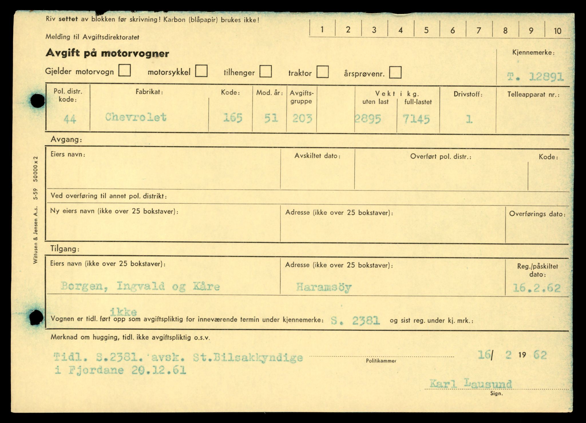 Møre og Romsdal vegkontor - Ålesund trafikkstasjon, AV/SAT-A-4099/F/Fe/L0036: Registreringskort for kjøretøy T 12831 - T 13030, 1927-1998, s. 1037