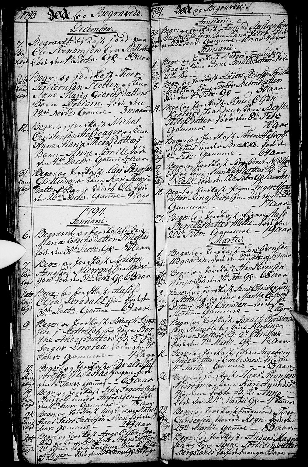 Bamble kirkebøker, AV/SAKO-A-253/G/Ga/L0002: Klokkerbok nr. I 2, 1794-1800