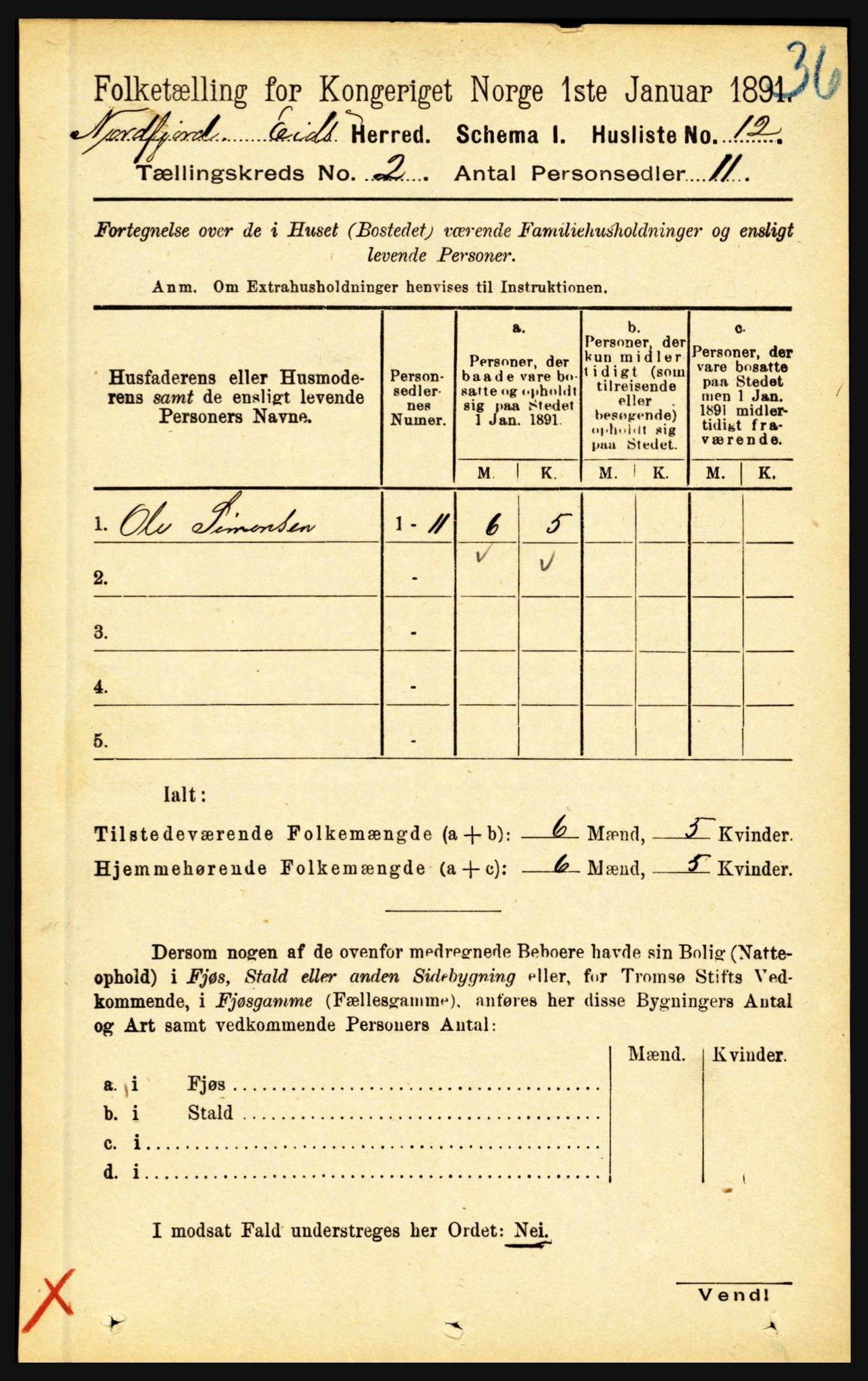 RA, Folketelling 1891 for 1443 Eid herred, 1891, s. 290