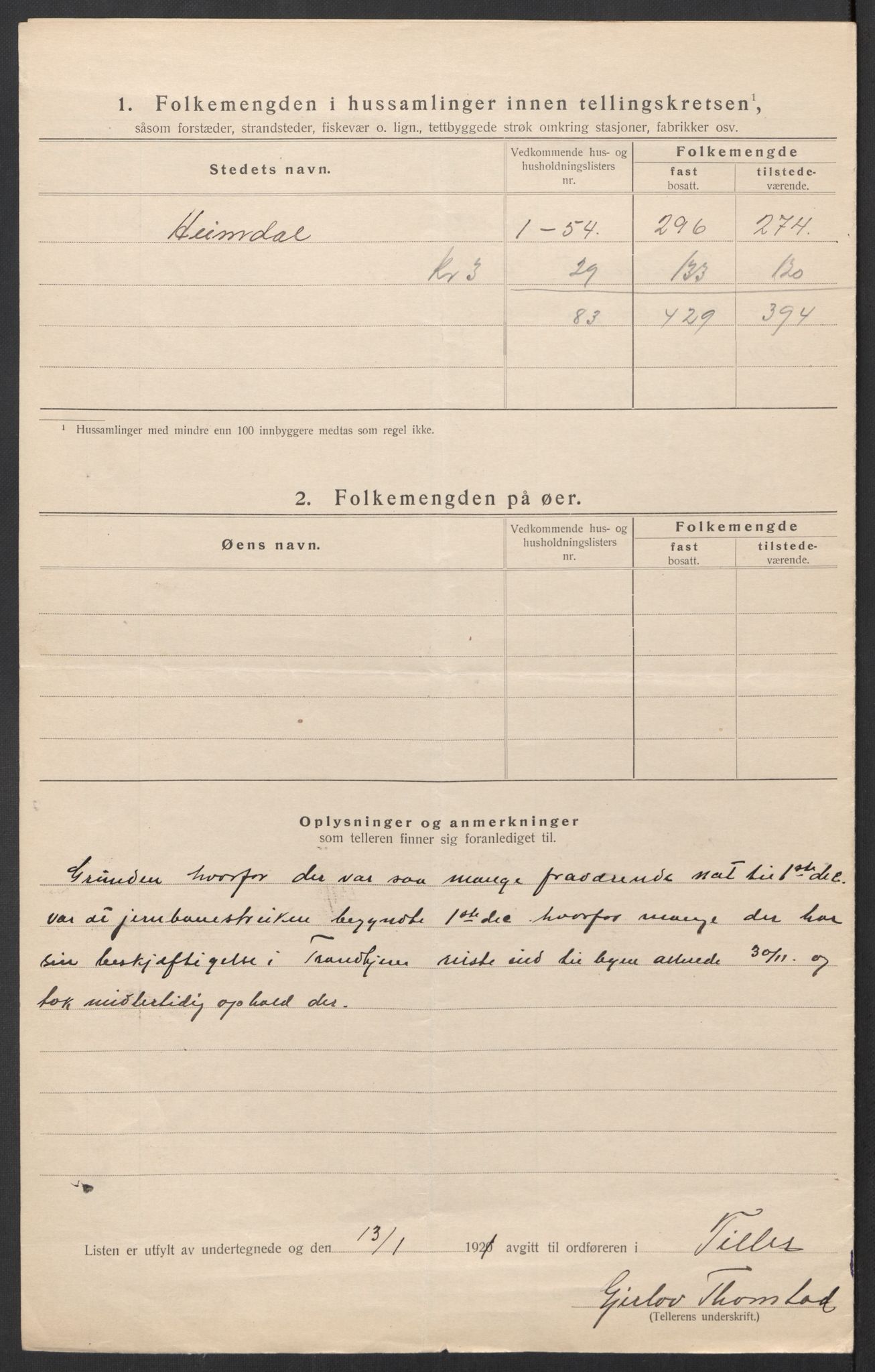 SAT, Folketelling 1920 for 1661 Tiller herred, 1920, s. 8