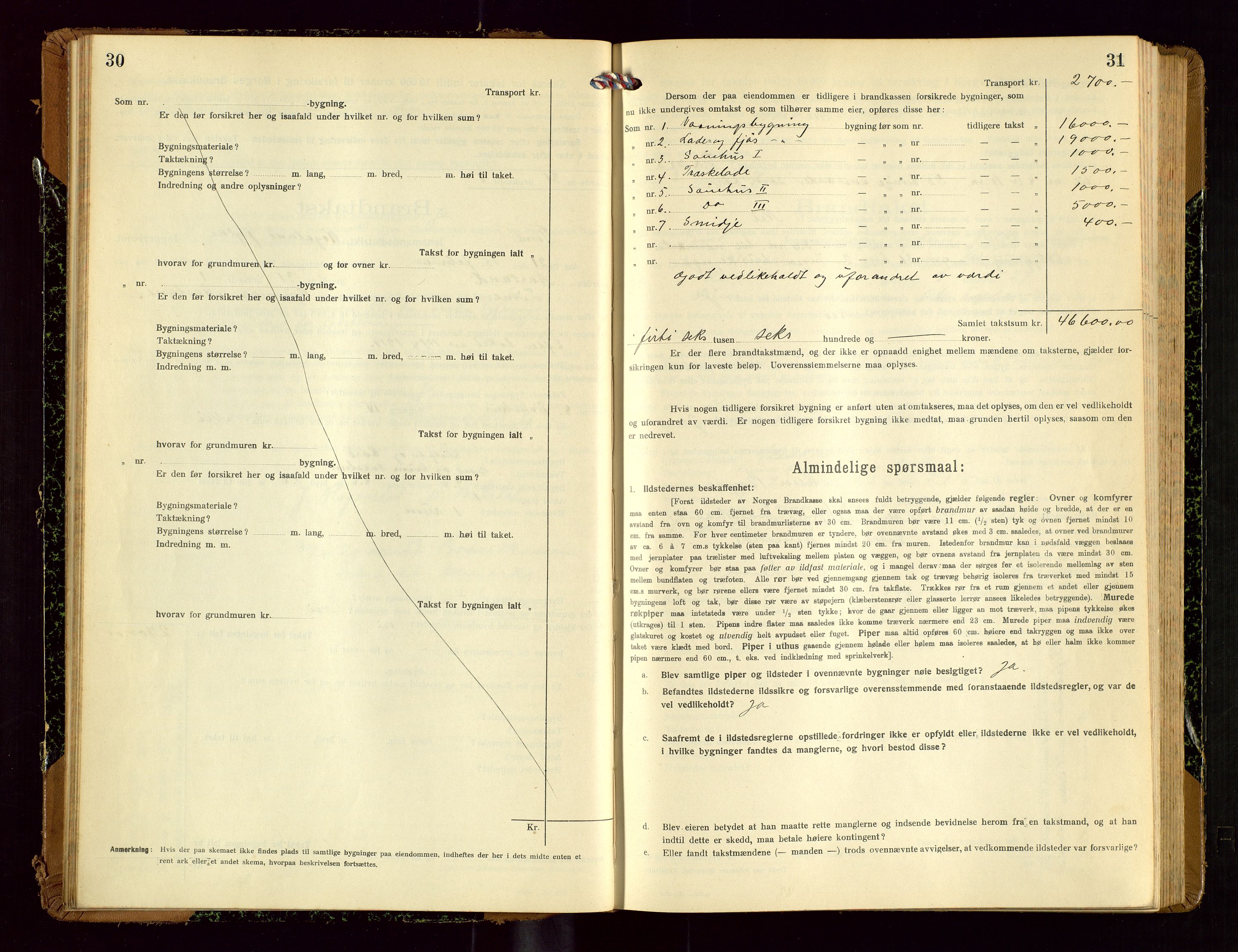 Time lensmannskontor, SAST/A-100420/Gob/L0002: Branntakstprotokoll, 1919-1952, s. 30-31