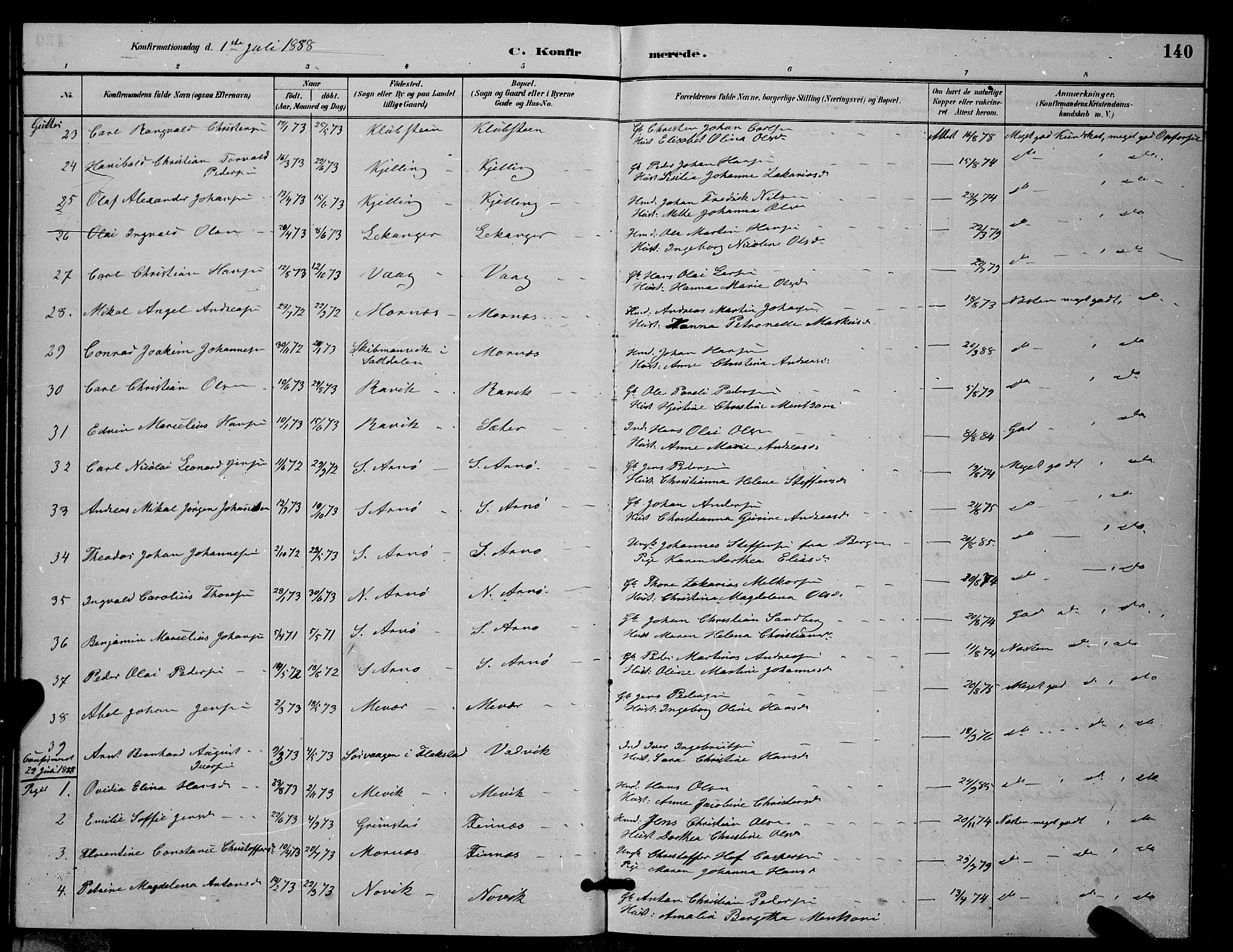 Ministerialprotokoller, klokkerbøker og fødselsregistre - Nordland, AV/SAT-A-1459/805/L0108: Klokkerbok nr. 805C04, 1885-1899, s. 140