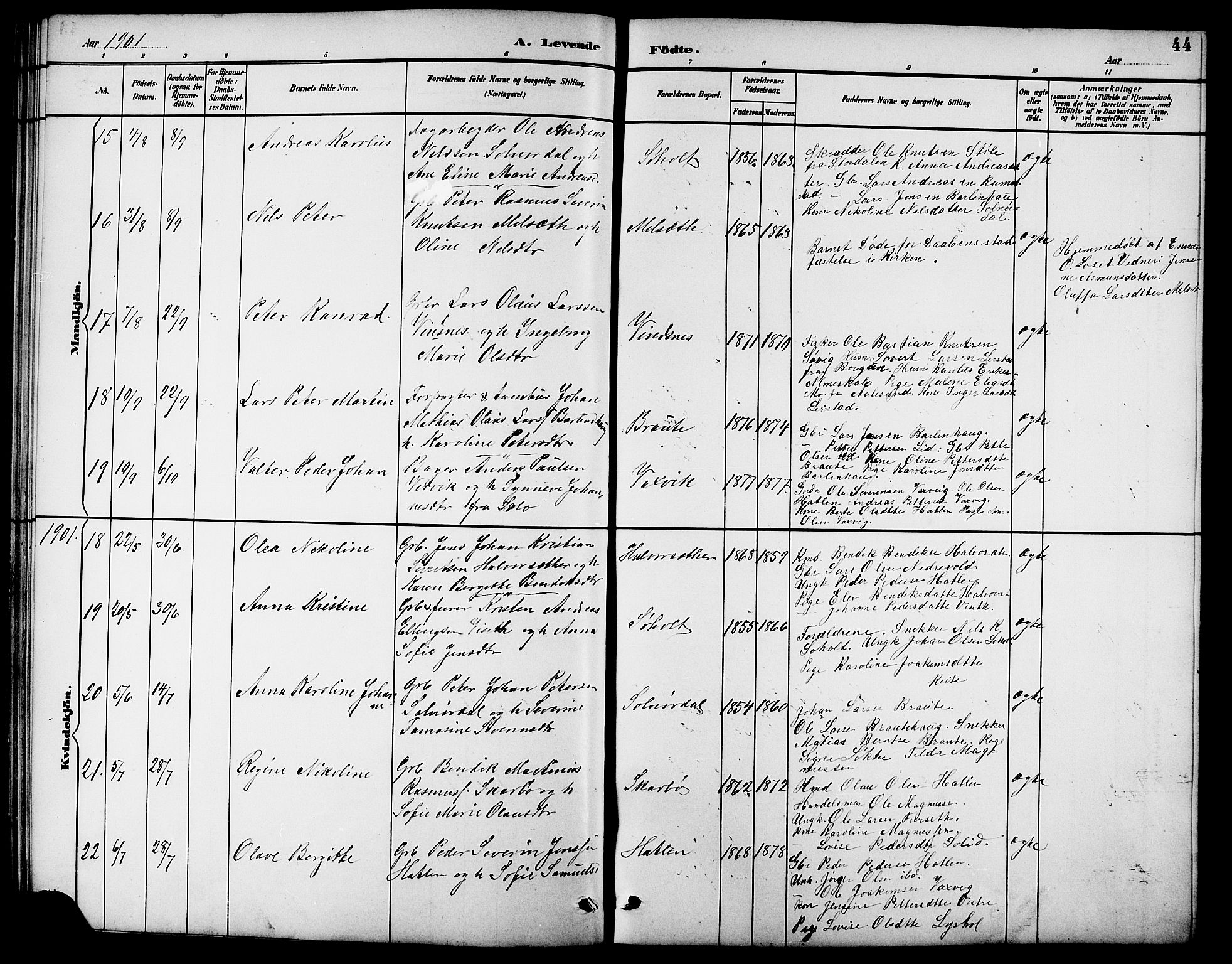 Ministerialprotokoller, klokkerbøker og fødselsregistre - Møre og Romsdal, AV/SAT-A-1454/522/L0327: Klokkerbok nr. 522C06, 1890-1915, s. 44