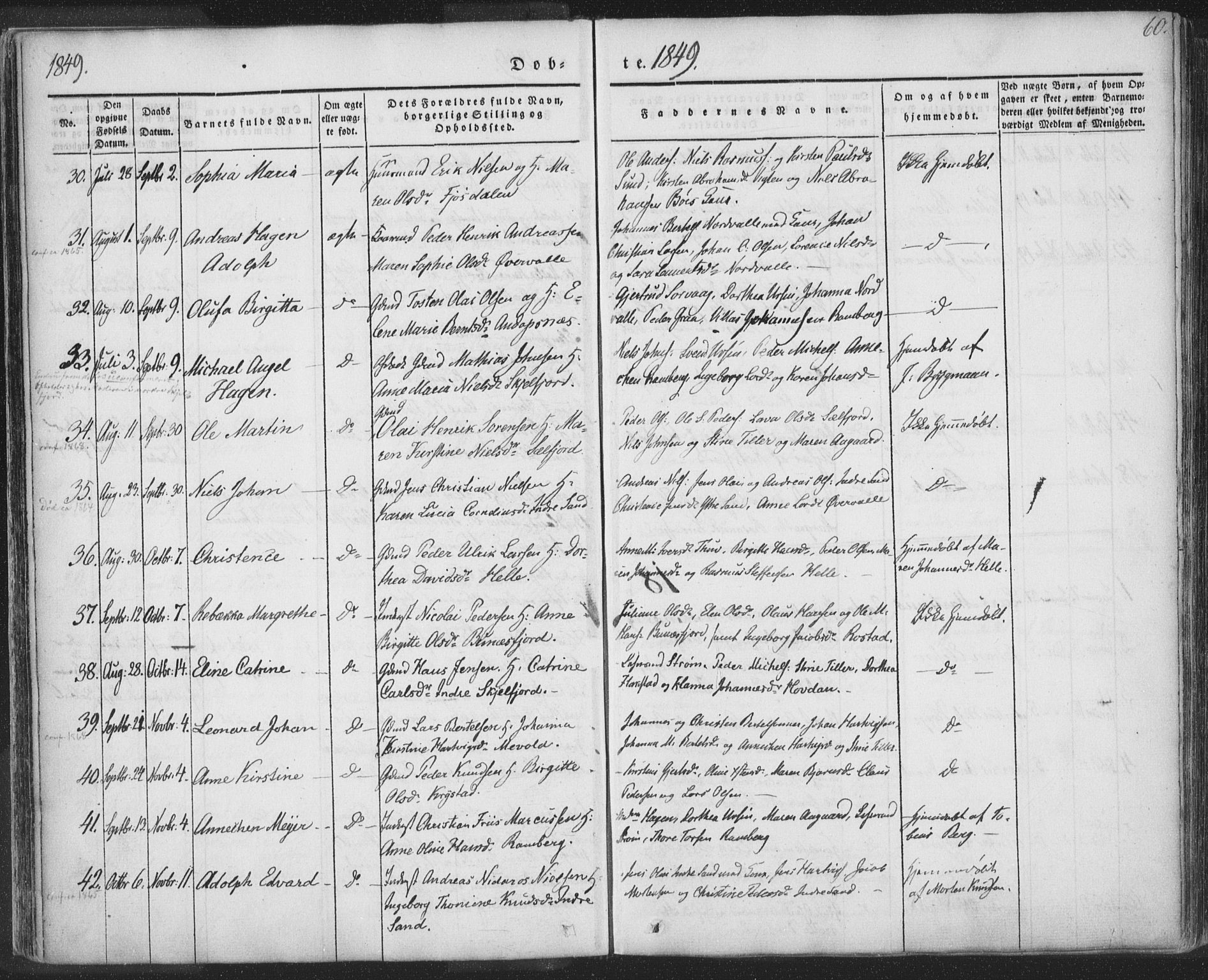 Ministerialprotokoller, klokkerbøker og fødselsregistre - Nordland, SAT/A-1459/885/L1202: Ministerialbok nr. 885A03, 1838-1859, s. 60