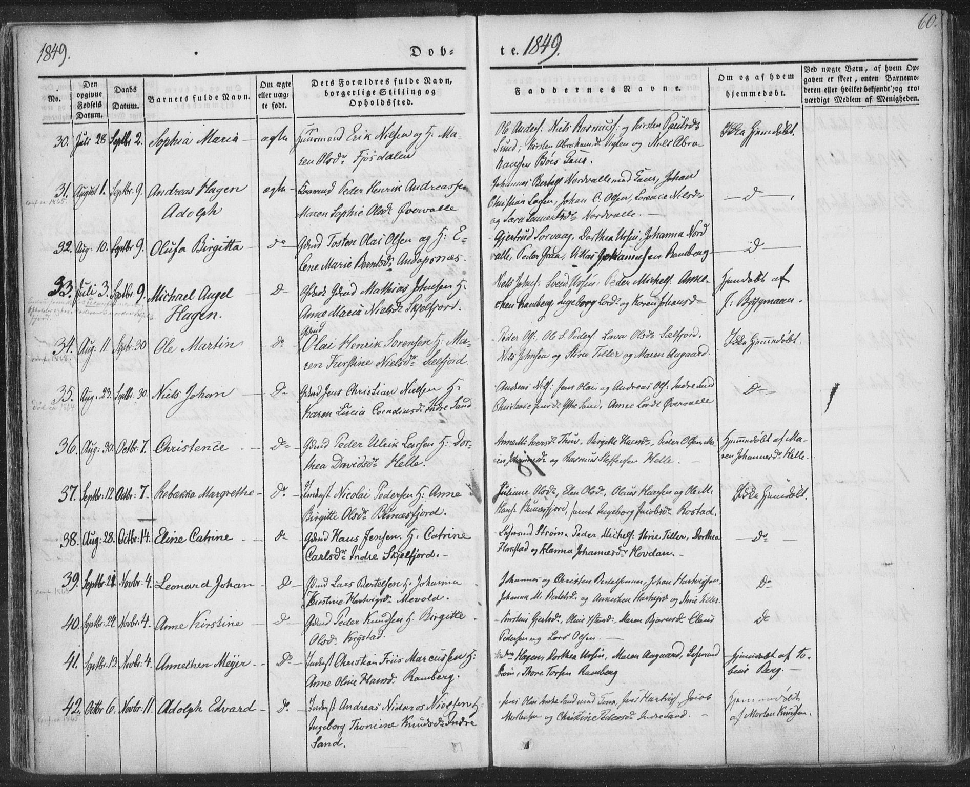 Ministerialprotokoller, klokkerbøker og fødselsregistre - Nordland, AV/SAT-A-1459/885/L1202: Ministerialbok nr. 885A03, 1838-1859, s. 60