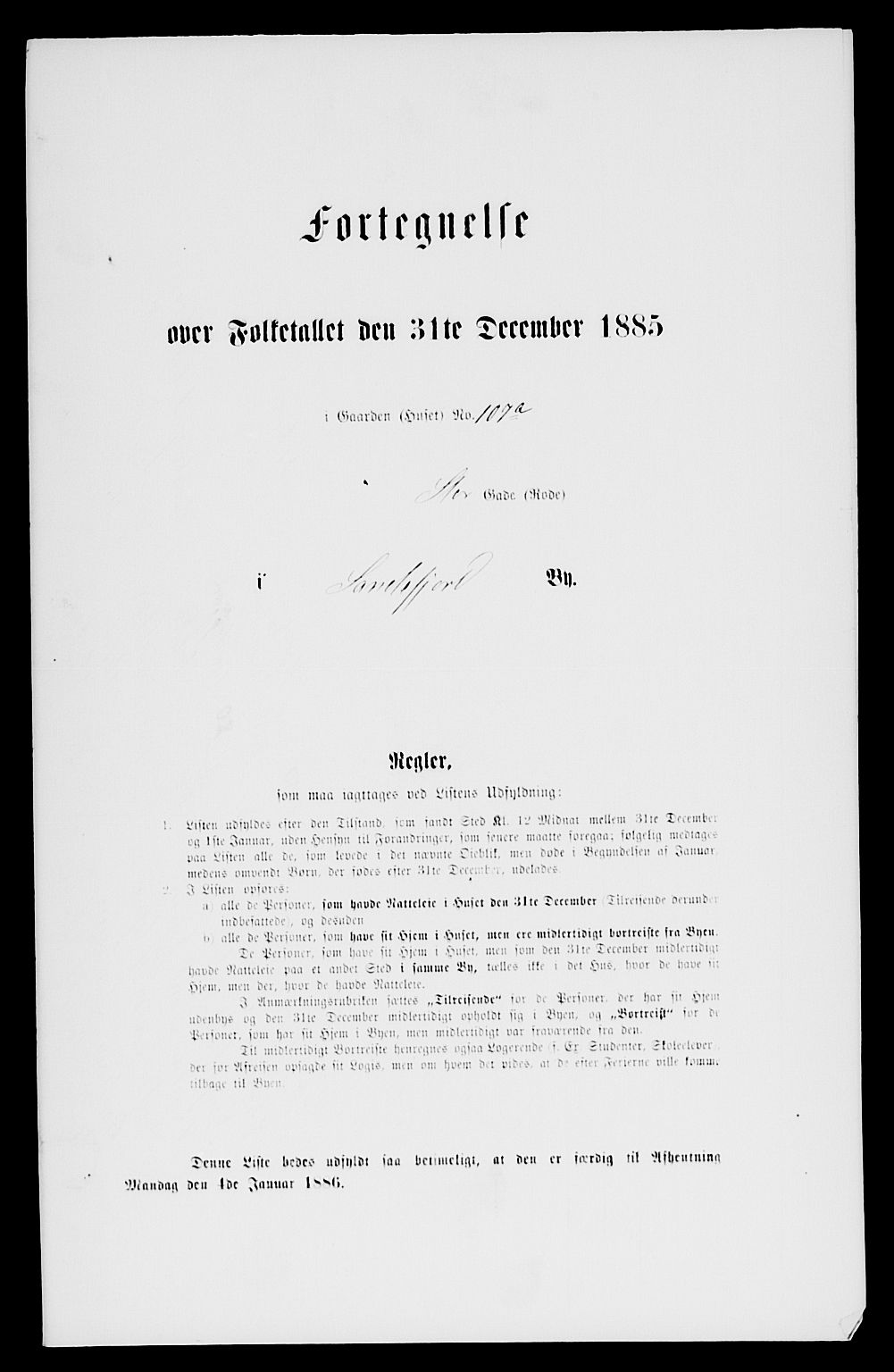 SAKO, Folketelling 1885 for 0706 Sandefjord kjøpstad, 1885, s. 107