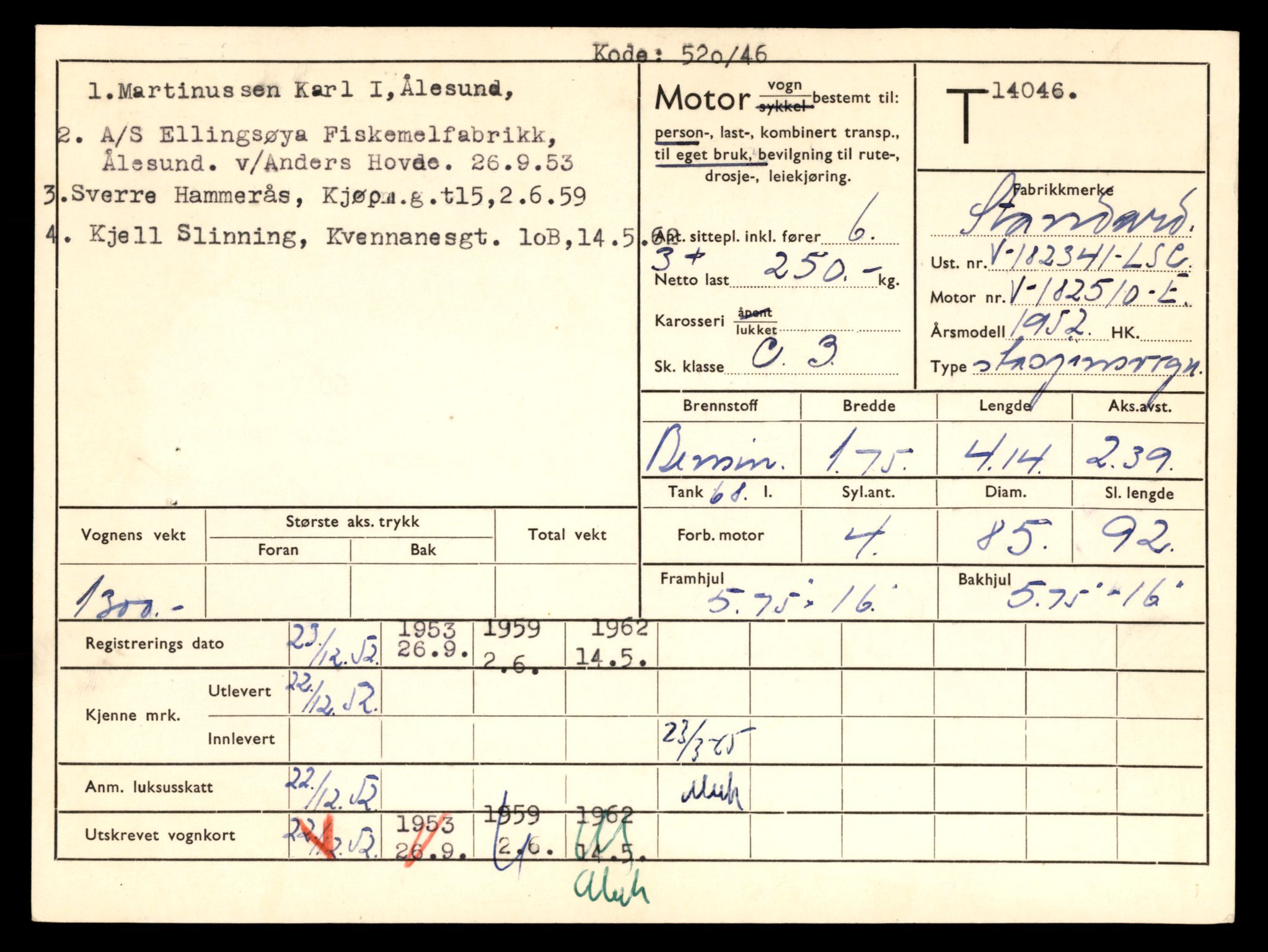 Møre og Romsdal vegkontor - Ålesund trafikkstasjon, AV/SAT-A-4099/F/Fe/L0042: Registreringskort for kjøretøy T 13906 - T 14079, 1927-1998, s. 2377