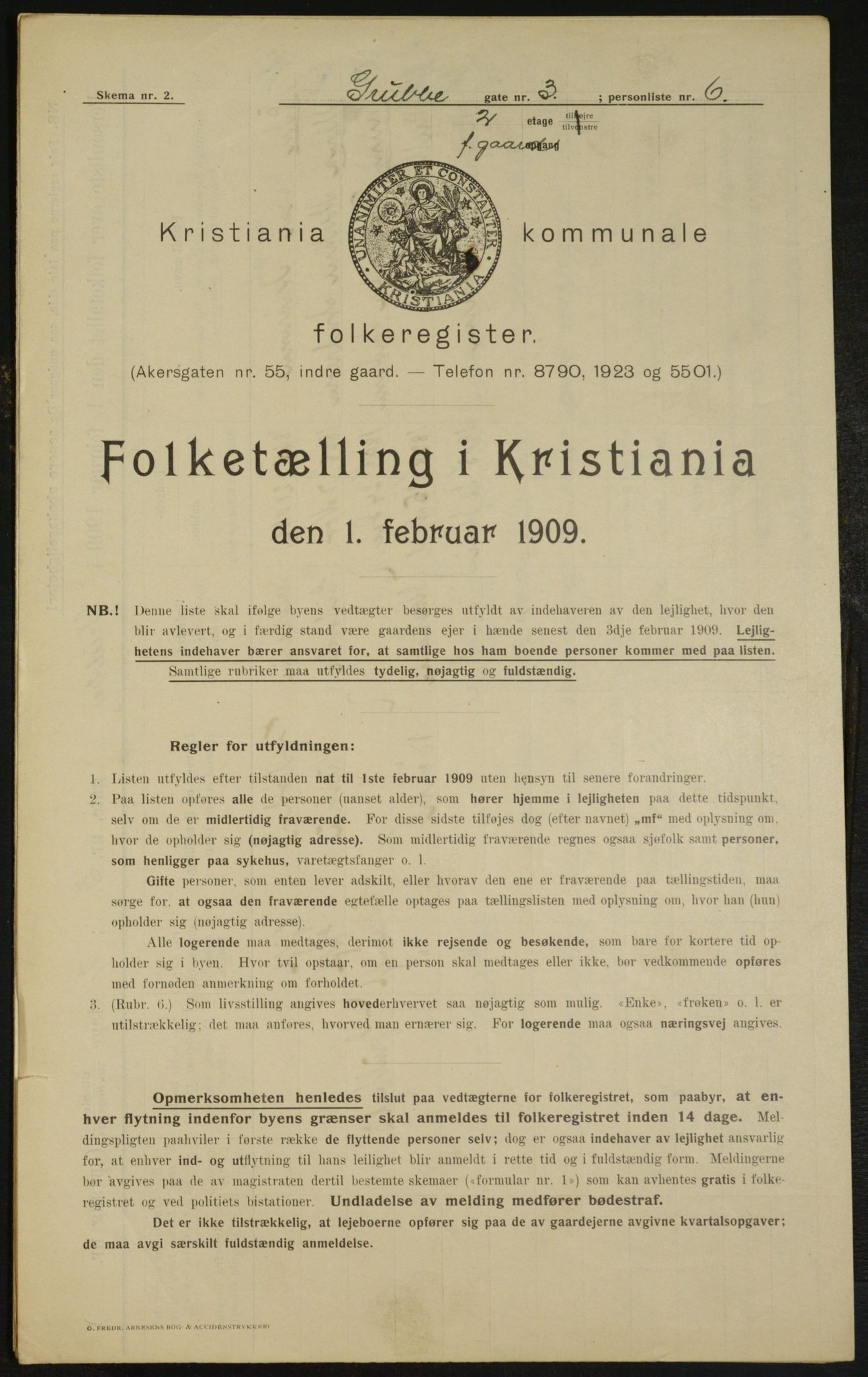 OBA, Kommunal folketelling 1.2.1909 for Kristiania kjøpstad, 1909, s. 27457