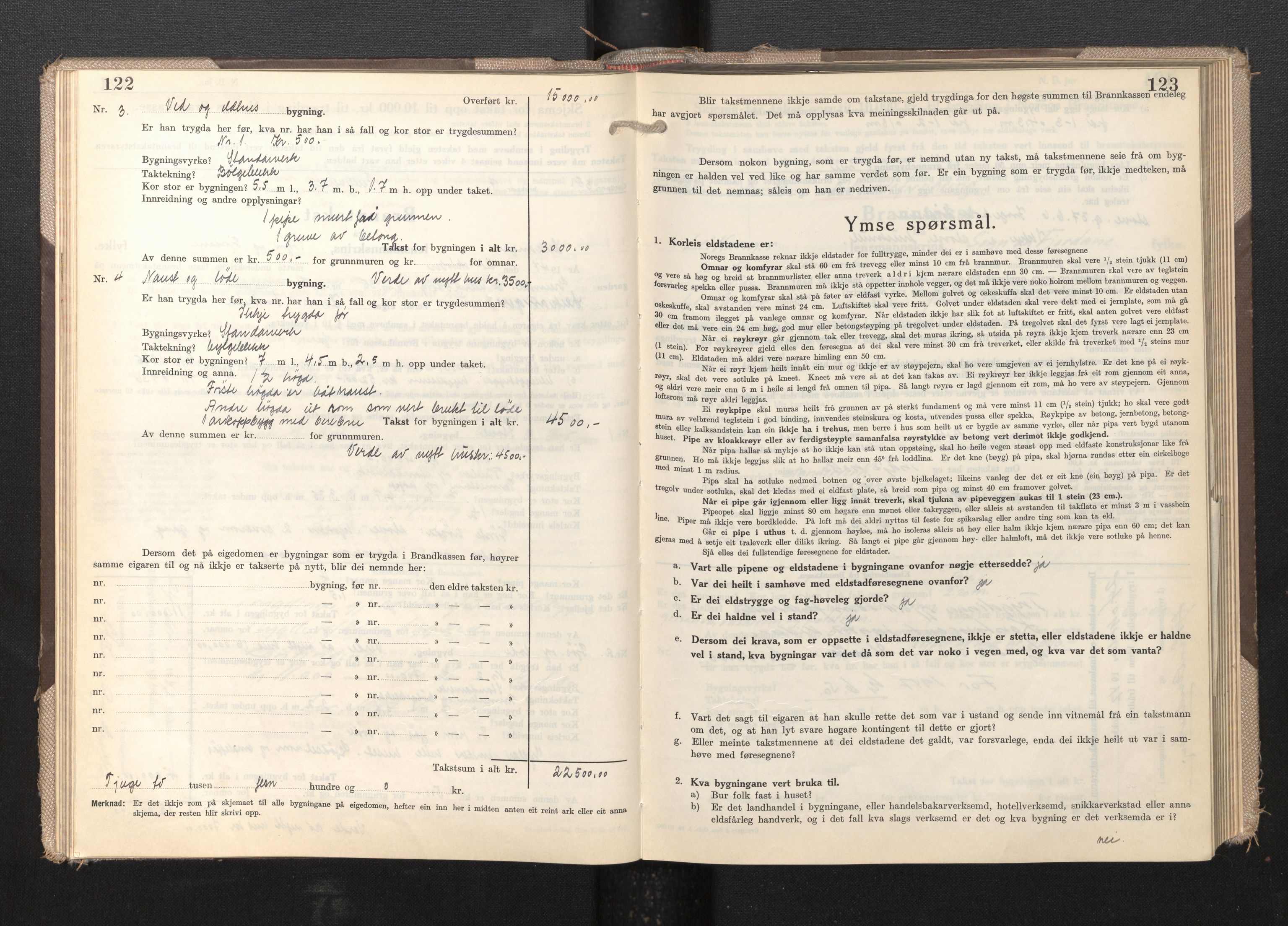 Lensmannen i Leikanger, AV/SAB-A-29201/0012/L0009: Branntakstprotokoll, skjematakst, 1946-1952, s. 122-123