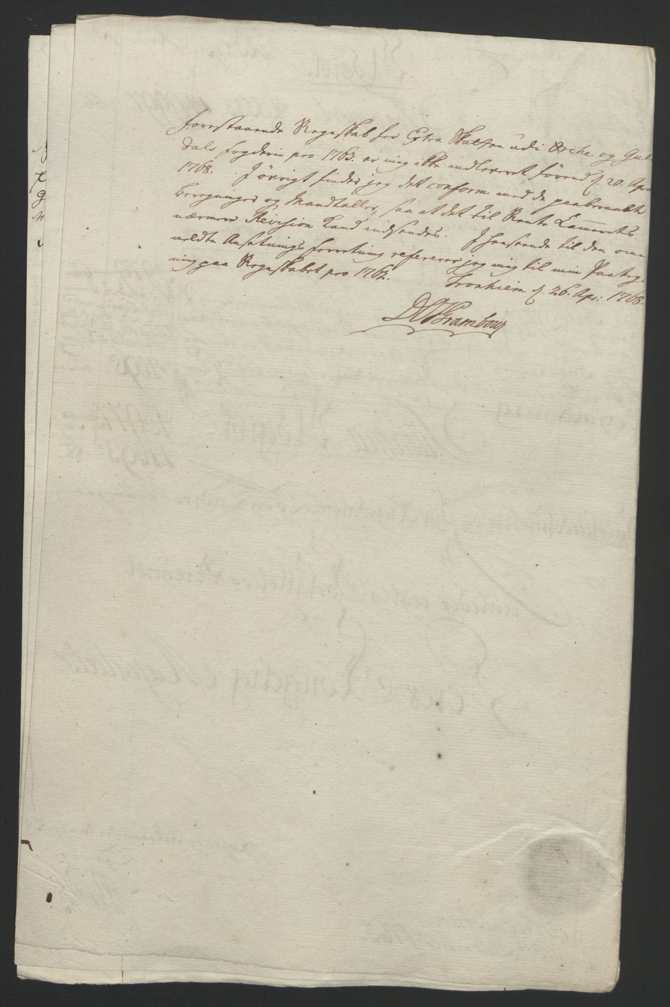 Rentekammeret inntil 1814, Reviderte regnskaper, Fogderegnskap, RA/EA-4092/R60/L4094: Ekstraskatten Orkdal og Gauldal, 1762-1765, s. 81
