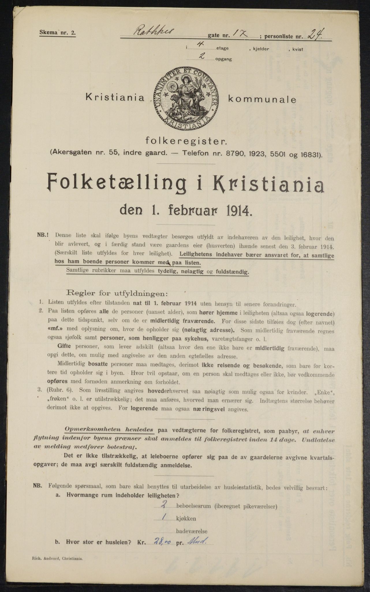 OBA, Kommunal folketelling 1.2.1914 for Kristiania, 1914, s. 82571