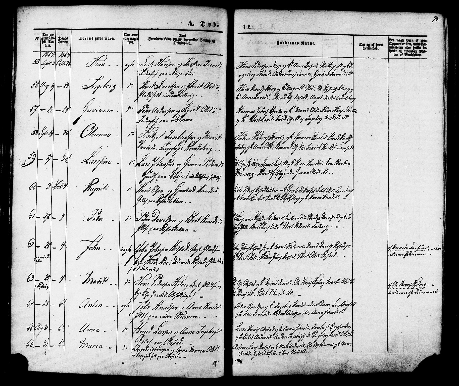 Ministerialprotokoller, klokkerbøker og fødselsregistre - Møre og Romsdal, SAT/A-1454/547/L0603: Ministerialbok nr. 547A05, 1846-1877, s. 73