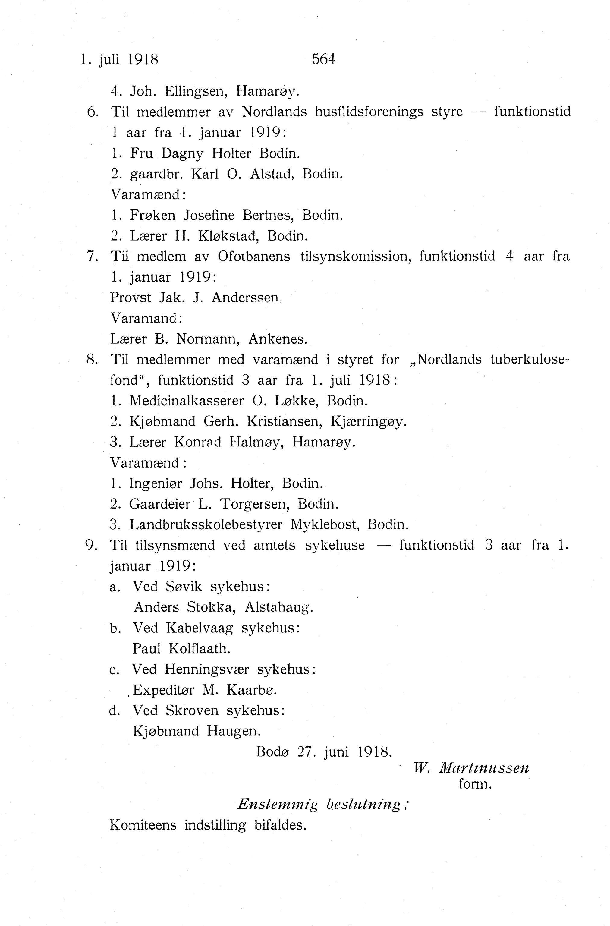 Nordland Fylkeskommune. Fylkestinget, AIN/NFK-17/176/A/Ac/L0041: Fylkestingsforhandlinger 1918, 1918