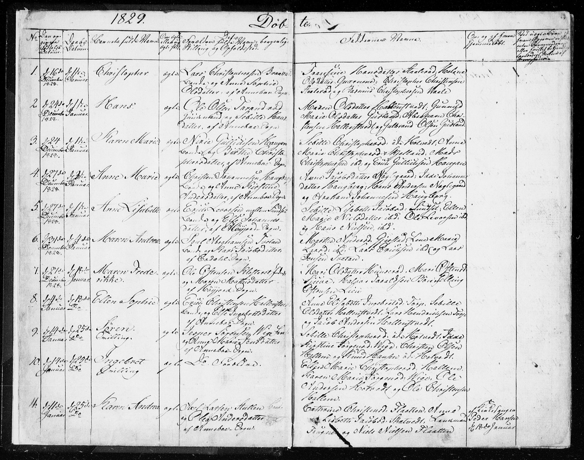 Andebu kirkebøker, AV/SAKO-A-336/F/Fa/L0004: Ministerialbok nr. I 4, 1829-1856, s. 2-3