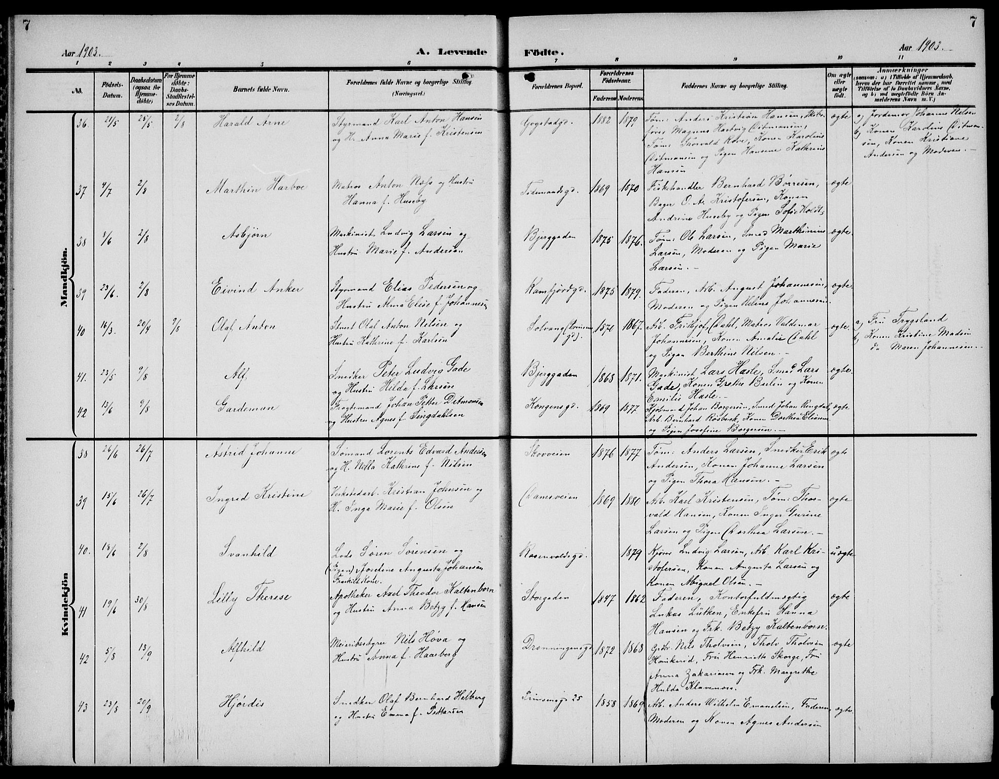 Sandefjord kirkebøker, AV/SAKO-A-315/G/Ga/L0003: Klokkerbok nr. 3, 1903-1920, s. 7