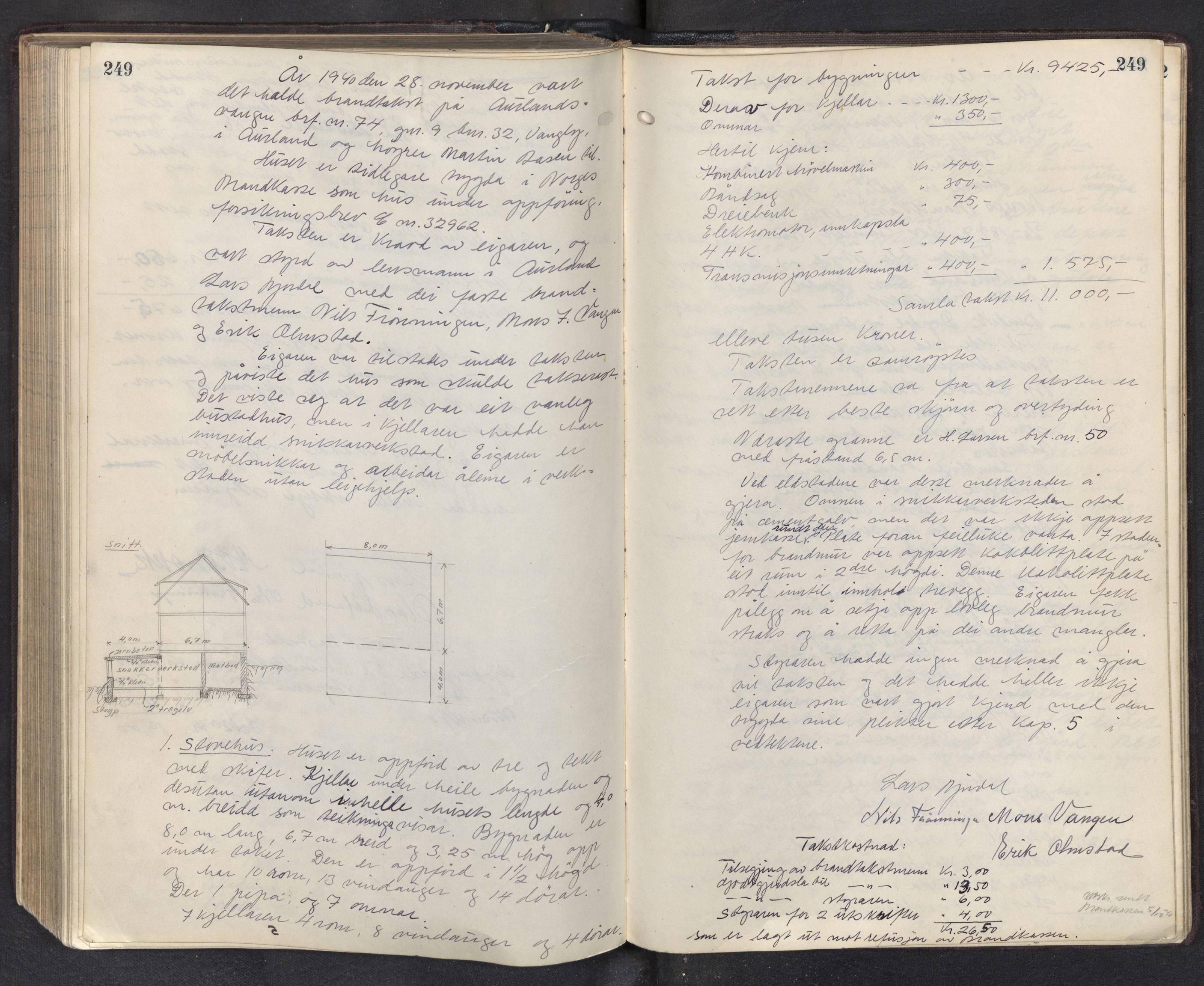 Lensmannen i Aurland, SAB/A-26401/0012/L0003: Branntakstprotokoll, 1917-1944, s. 249