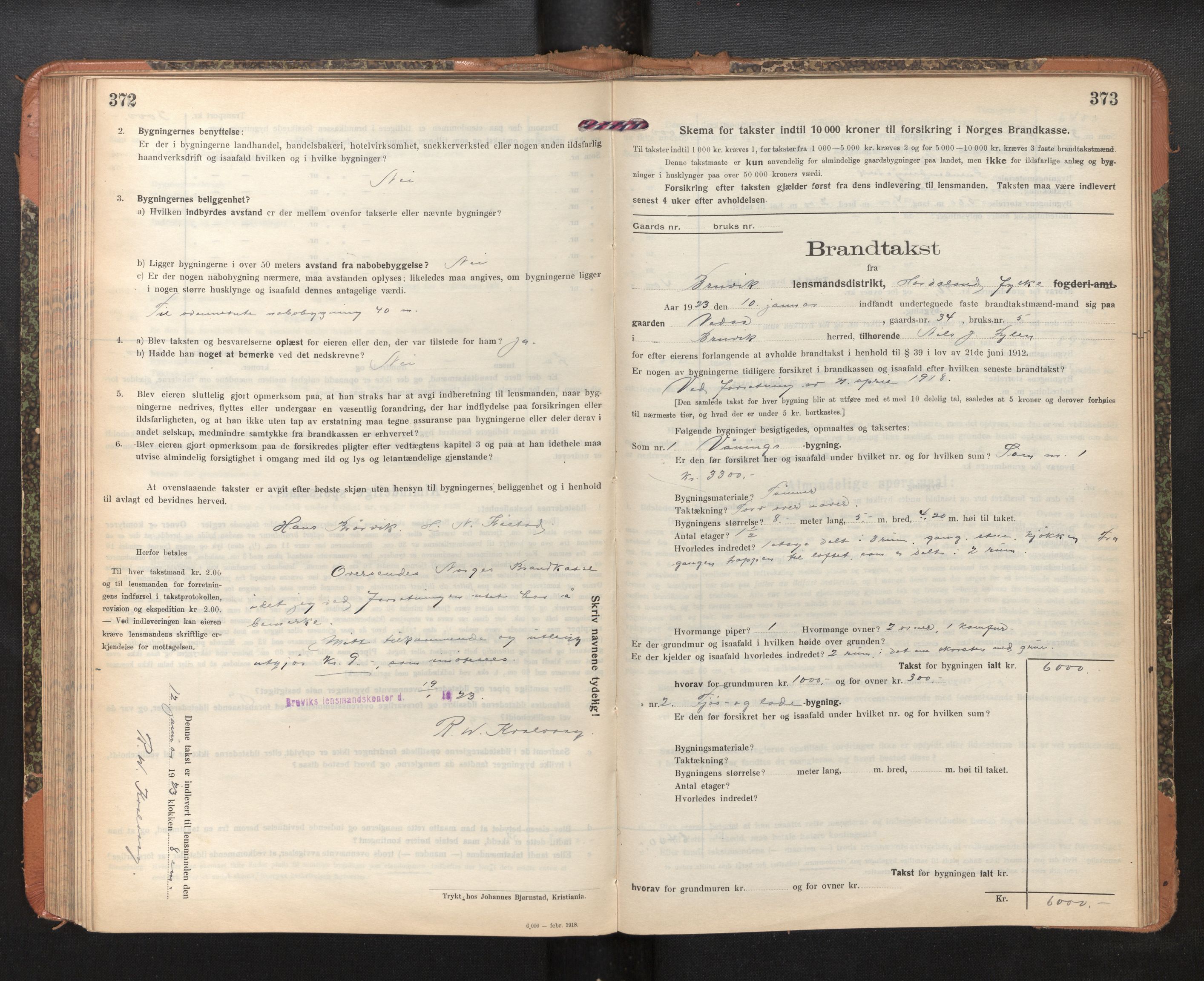 Lensmannen i Bruvik, SAB/A-31301/0012/L0009: Branntakstprotokoll, skjematakst, 1918-1925, s. 372-373