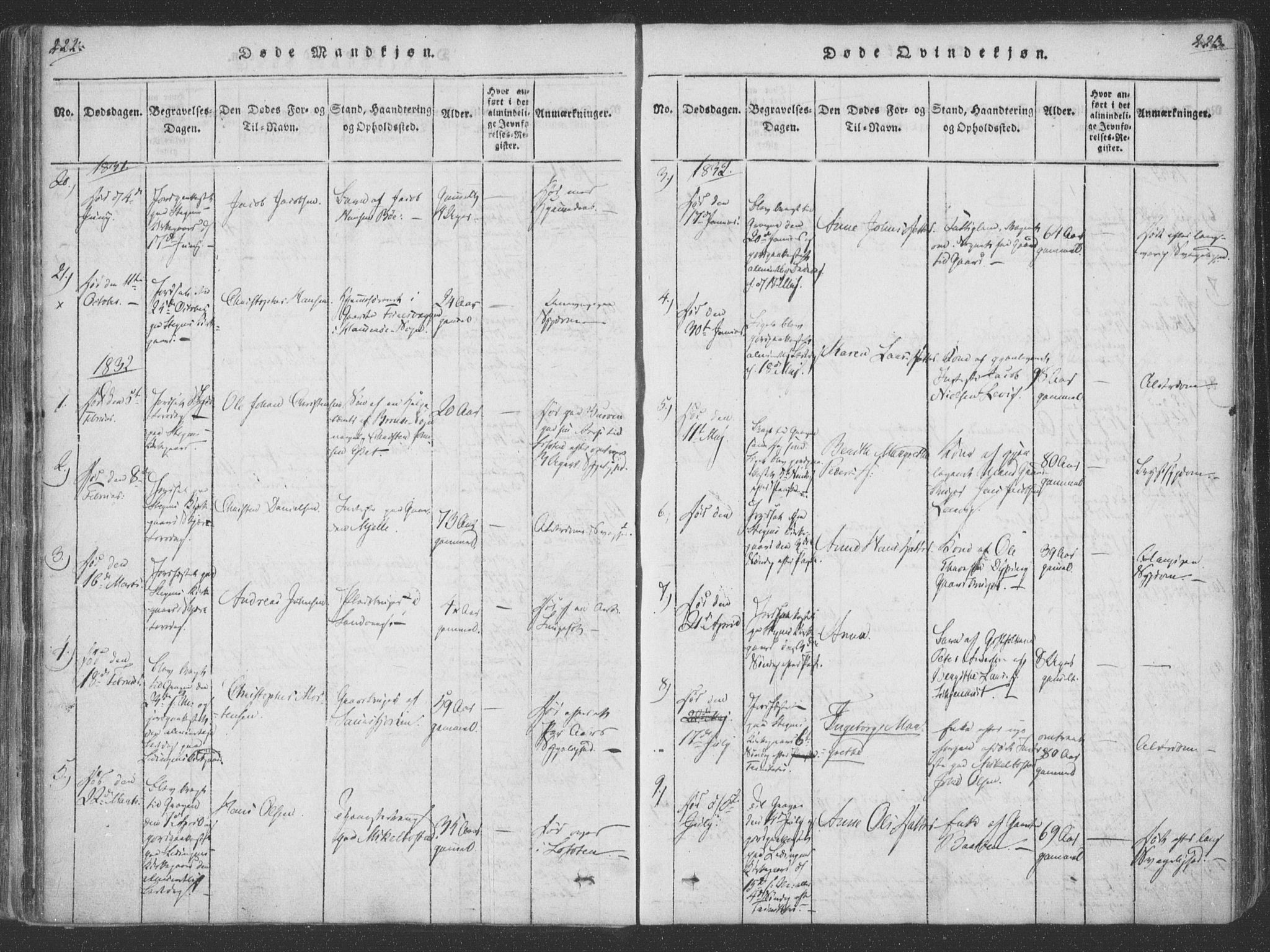 Ministerialprotokoller, klokkerbøker og fødselsregistre - Nordland, SAT/A-1459/855/L0798: Ministerialbok nr. 855A06, 1821-1835, s. 222-223