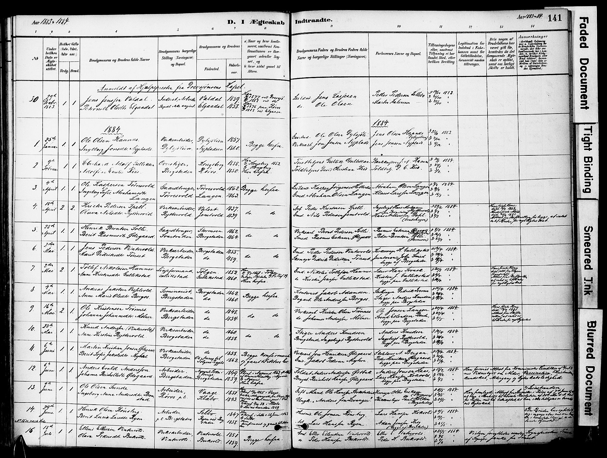 Ministerialprotokoller, klokkerbøker og fødselsregistre - Sør-Trøndelag, AV/SAT-A-1456/681/L0933: Ministerialbok nr. 681A11, 1879-1890, s. 141