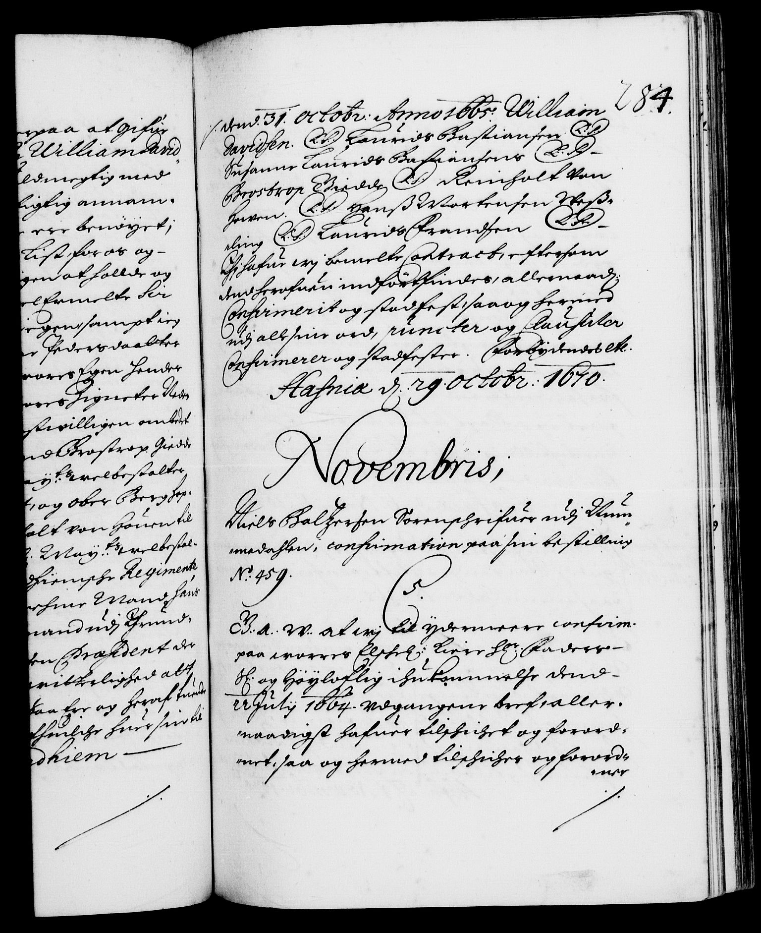 Danske Kanselli 1572-1799, RA/EA-3023/F/Fc/Fca/Fcaa/L0011: Norske registre (mikrofilm), 1670-1673, s. 284a