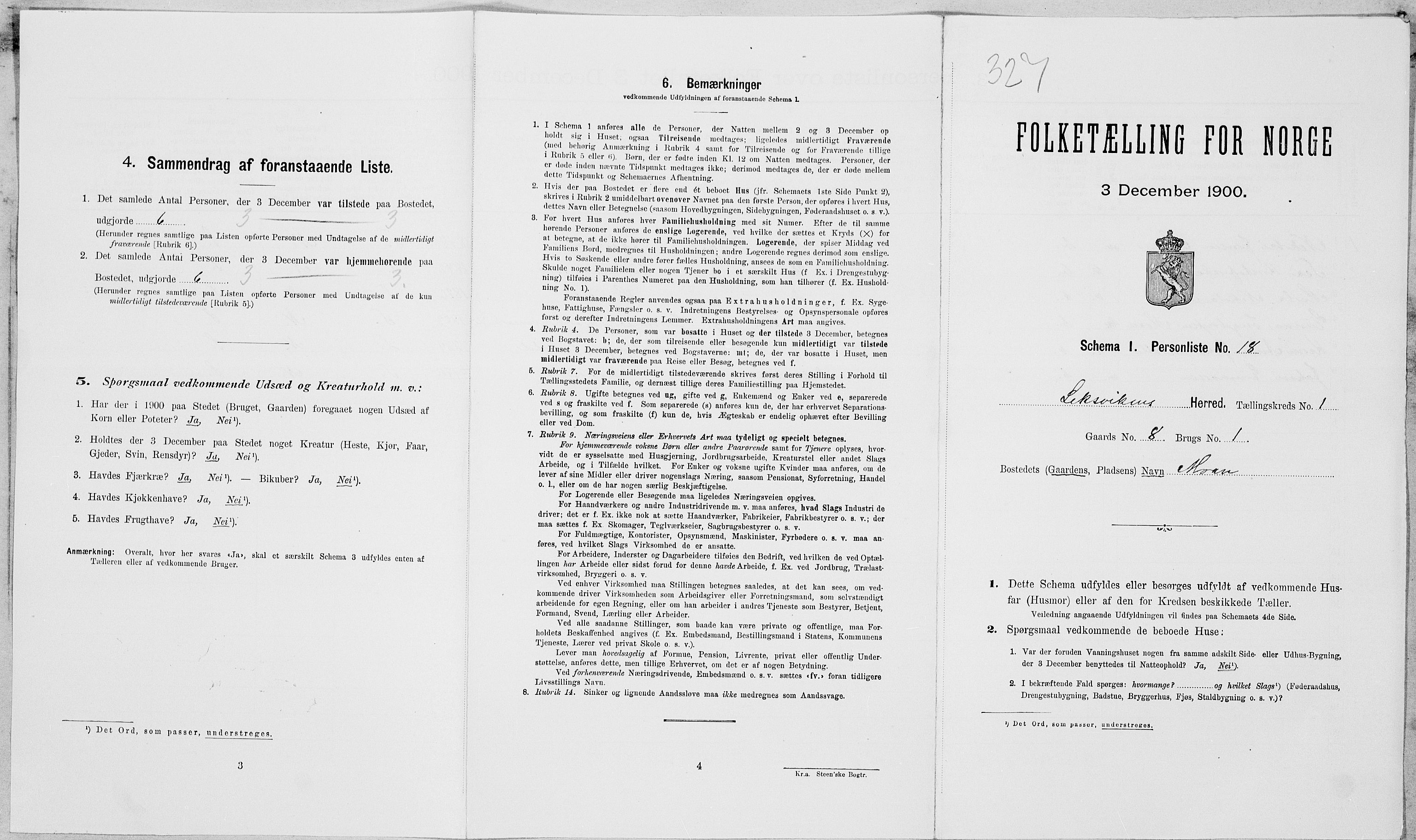SAT, Folketelling 1900 for 1718 Leksvik herred, 1900, s. 104