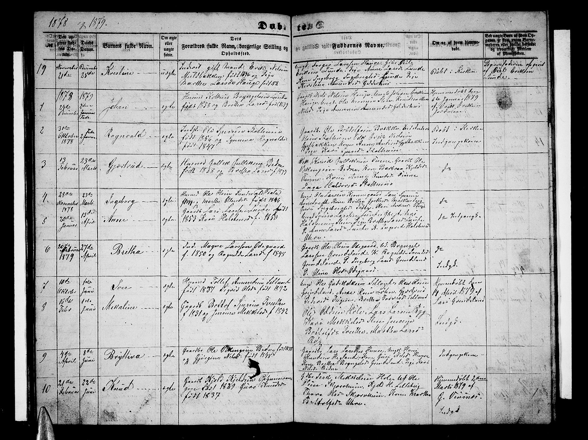 Vossestrand Sokneprestembete, AV/SAB-A-79101/H/Hab: Klokkerbok nr. A 1, 1855-1879