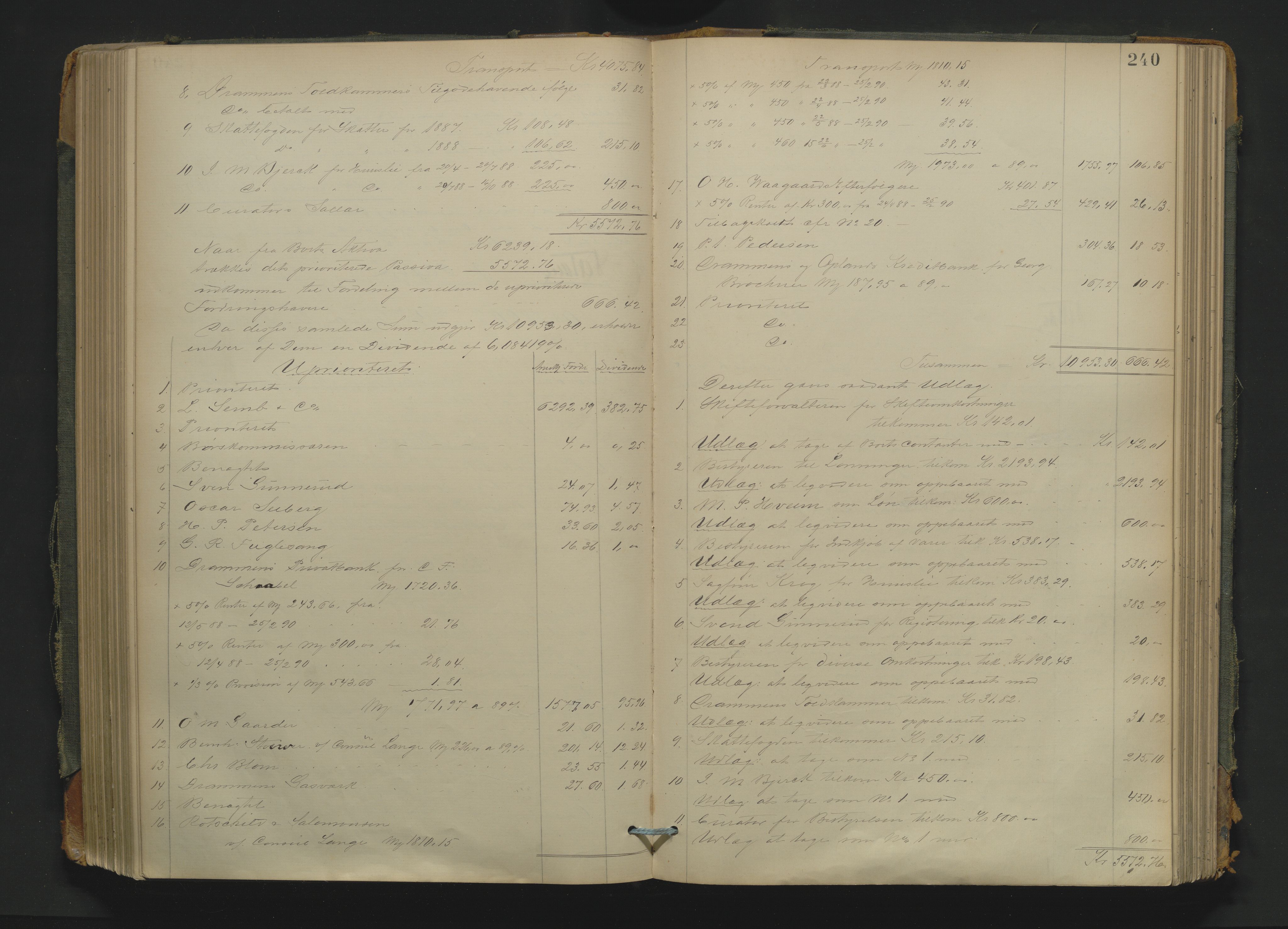 Drammen byfogd, AV/SAKO-A-222/H/Hb/Hbd/Hbda/L0006: Skifteutlodningsprotokoll., 1886-1892, s. 240