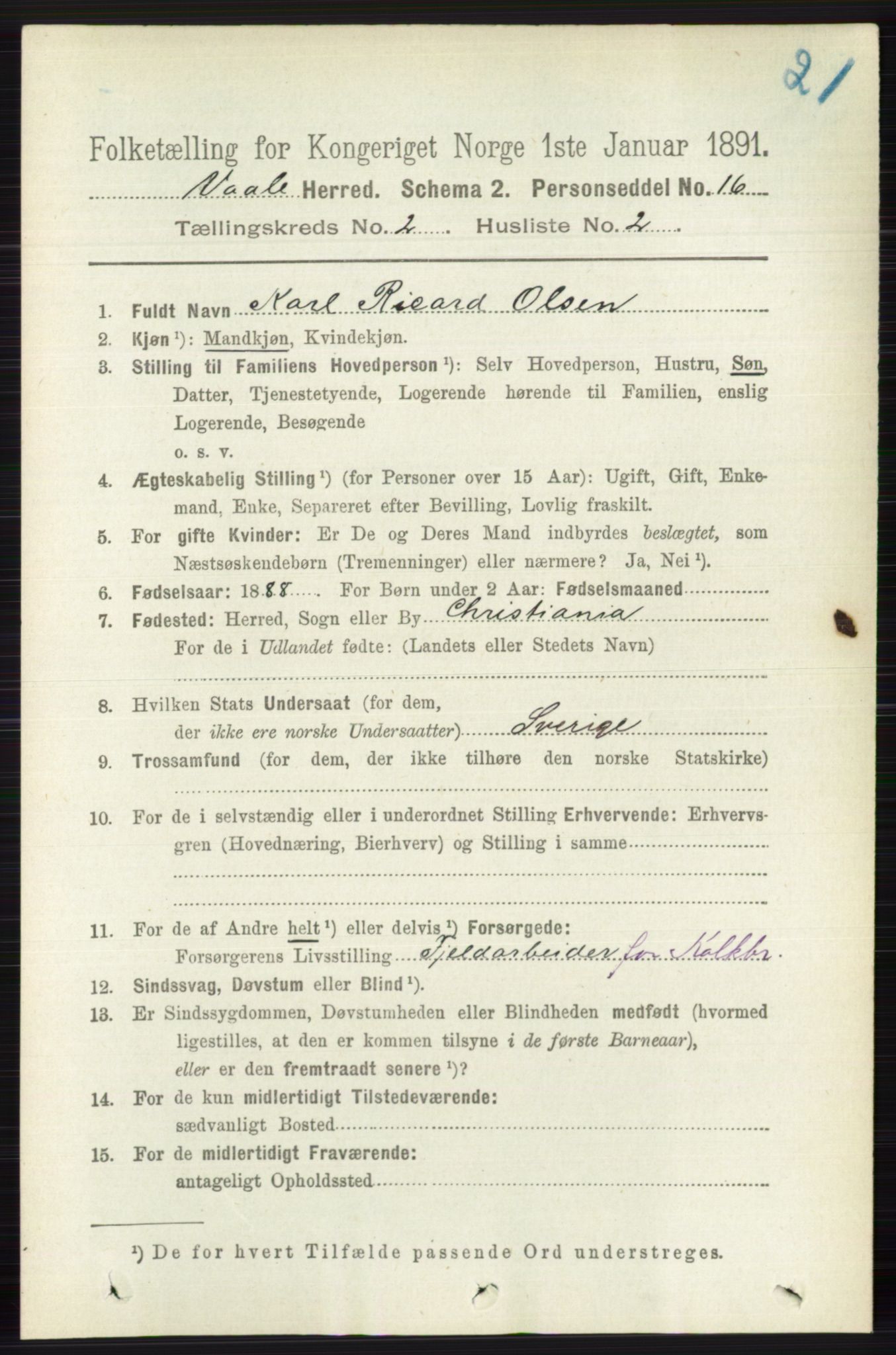 RA, Folketelling 1891 for 0716 Våle herred, 1891, s. 451