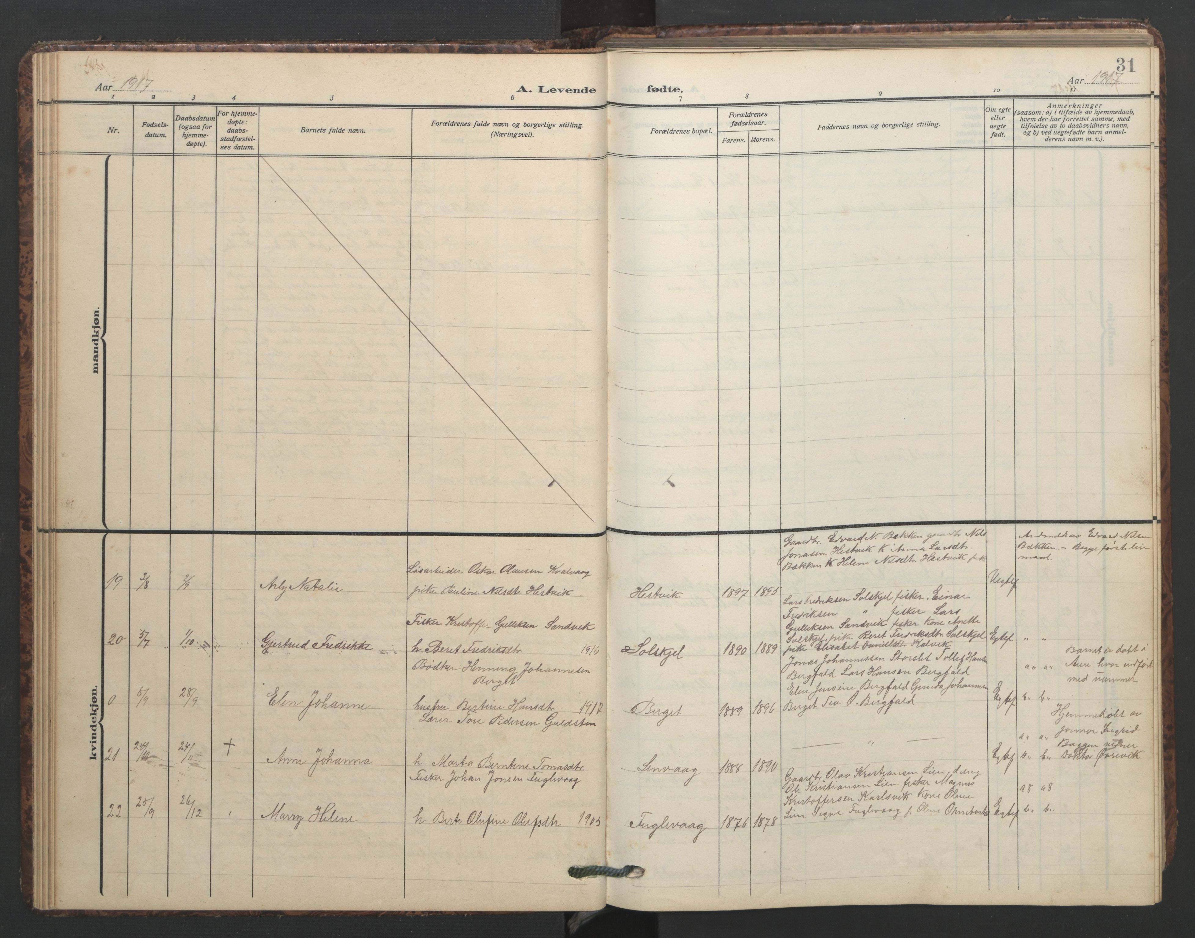 Ministerialprotokoller, klokkerbøker og fødselsregistre - Møre og Romsdal, AV/SAT-A-1454/577/L0897: Klokkerbok nr. 577C01, 1909-1946, s. 31