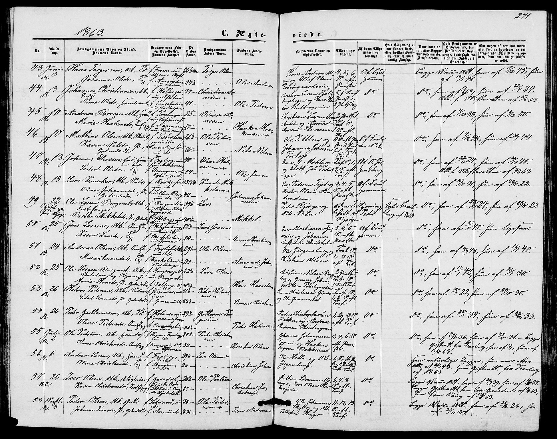 Ringsaker prestekontor, AV/SAH-PREST-014/L/La/L0007: Klokkerbok nr. 7, 1861-1869, s. 271