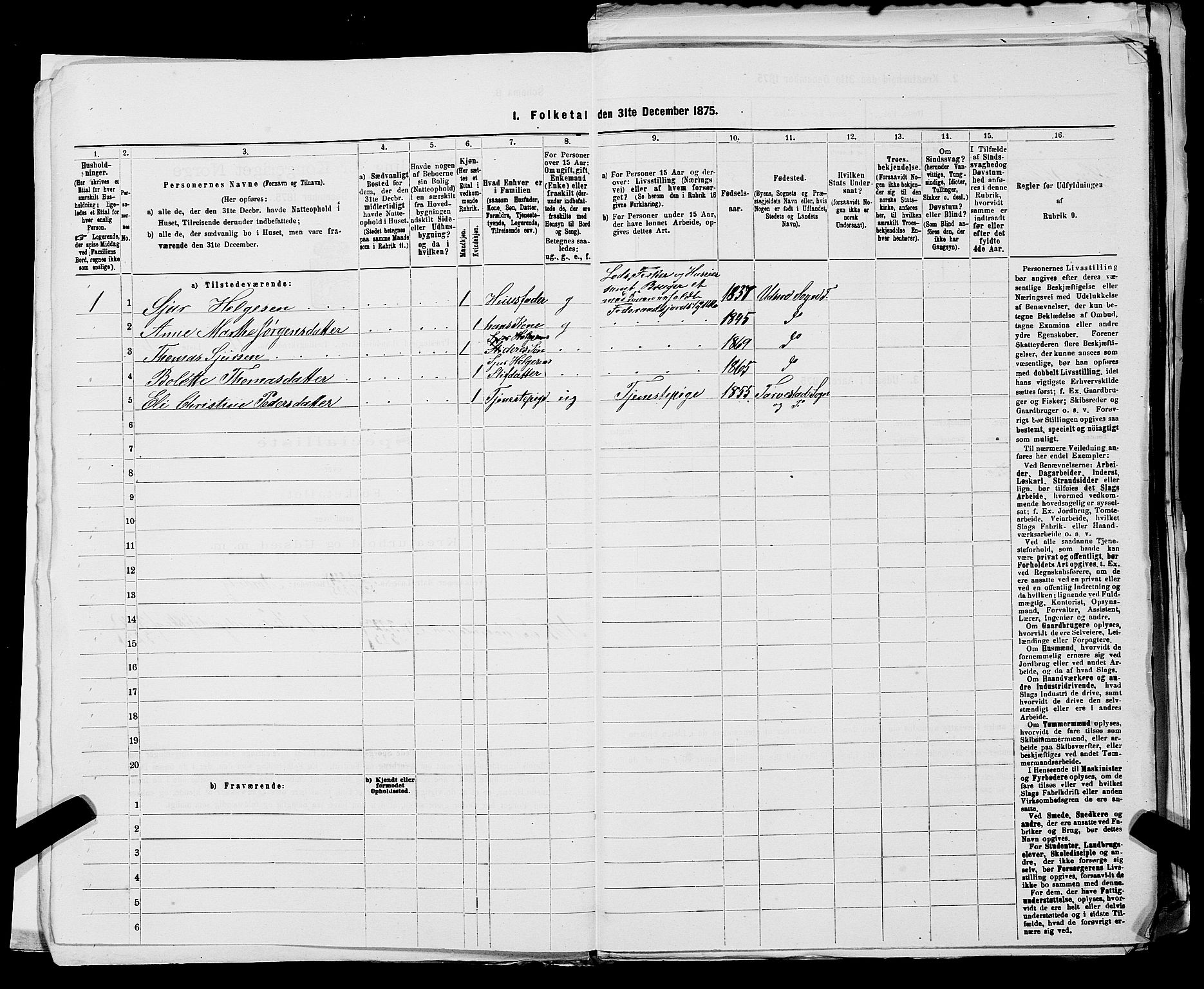 SAST, Folketelling 1875 for 1152L Torvastad prestegjeld, Torvastad sokn, Skåre sokn og Utsira sokn, 1875, s. 1288