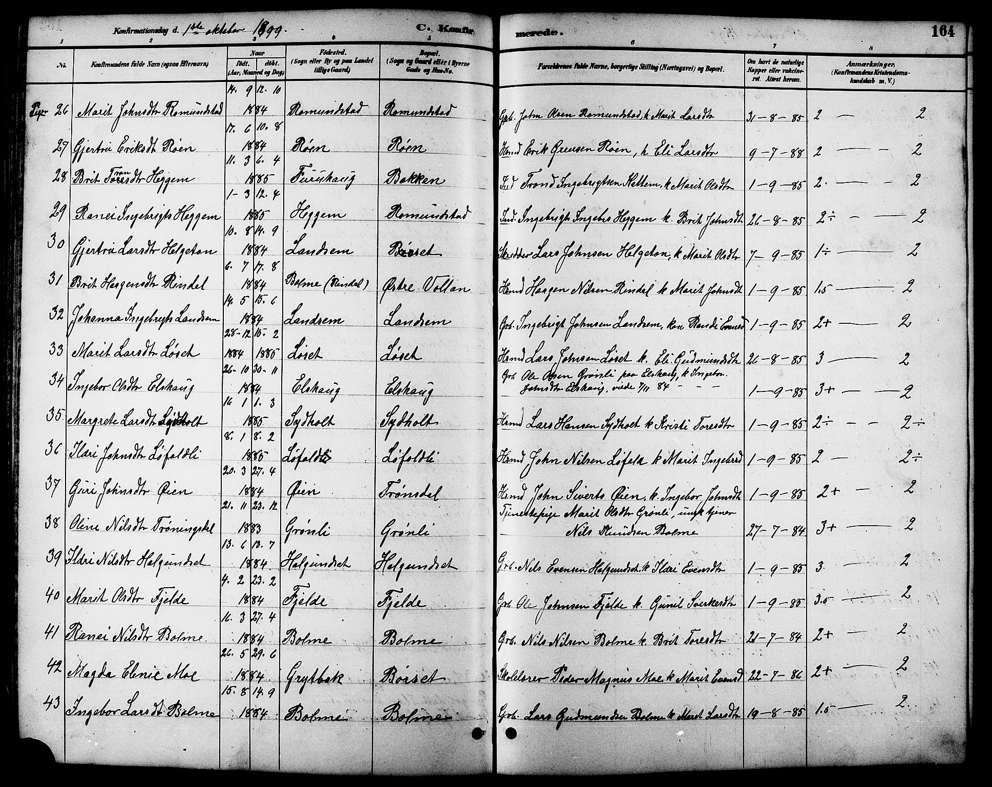 Ministerialprotokoller, klokkerbøker og fødselsregistre - Møre og Romsdal, AV/SAT-A-1454/598/L1078: Klokkerbok nr. 598C03, 1892-1909, s. 164