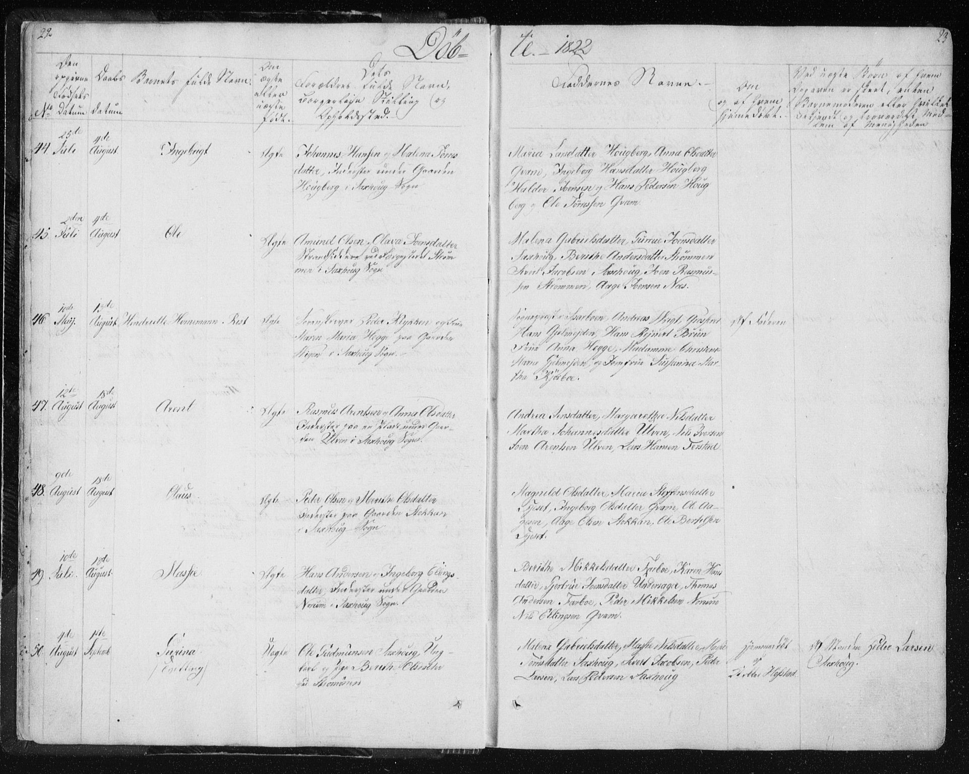 Ministerialprotokoller, klokkerbøker og fødselsregistre - Nord-Trøndelag, AV/SAT-A-1458/730/L0276: Ministerialbok nr. 730A05, 1822-1830, s. 22-23