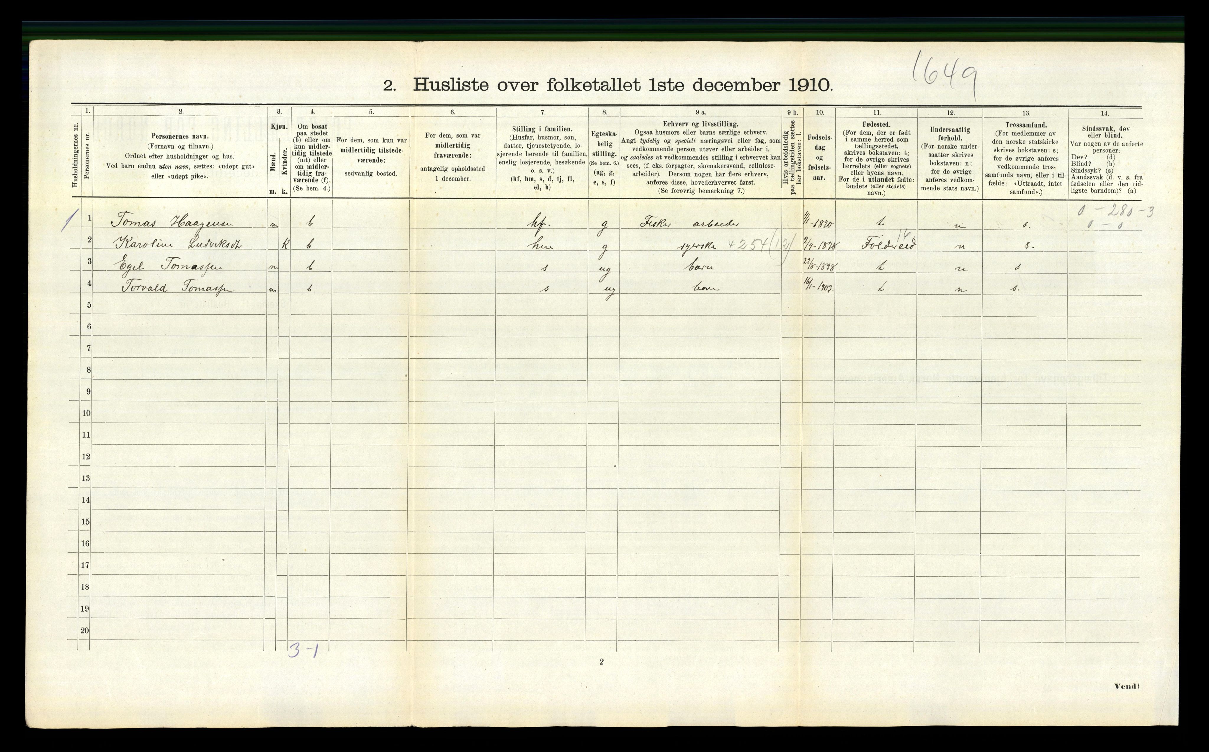 RA, Folketelling 1910 for 1752 Kolvereid herred, 1910, s. 551