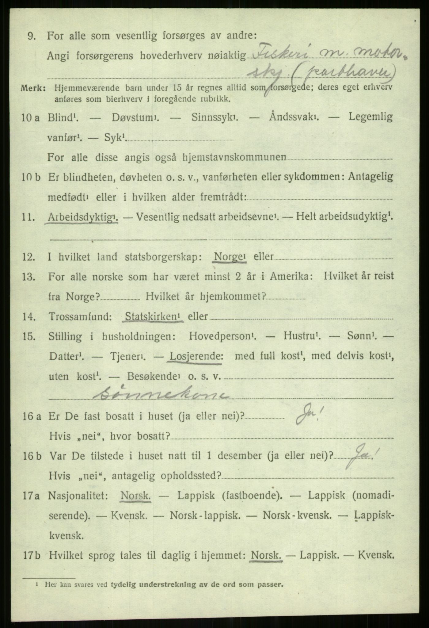 SATØ, Folketelling 1920 for 1926 Dyrøy herred, 1920, s. 4096