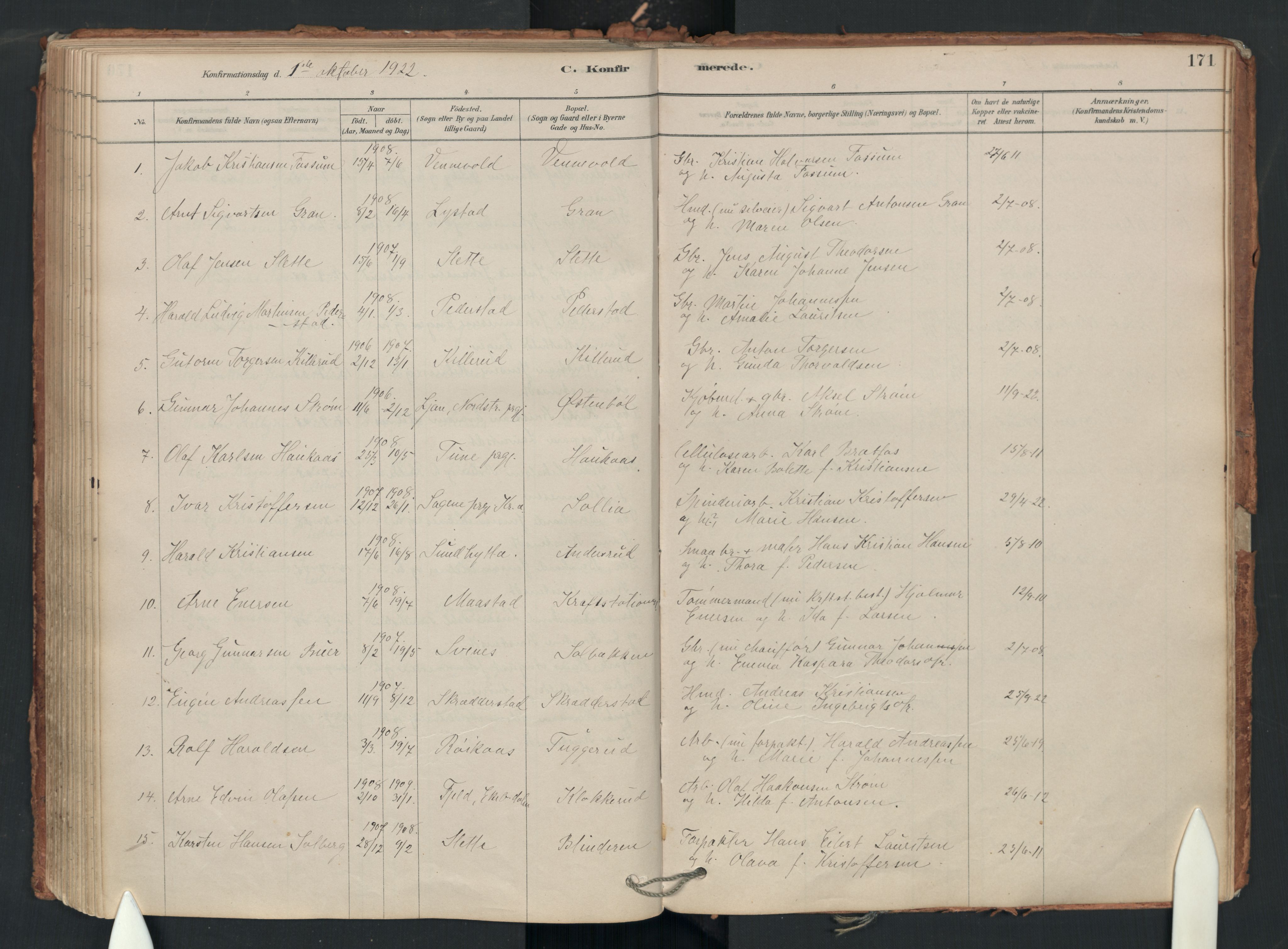 Enebakk prestekontor Kirkebøker, AV/SAO-A-10171c/F/Fa/L0018: Ministerialbok nr. I 18, 1877-1930, s. 171