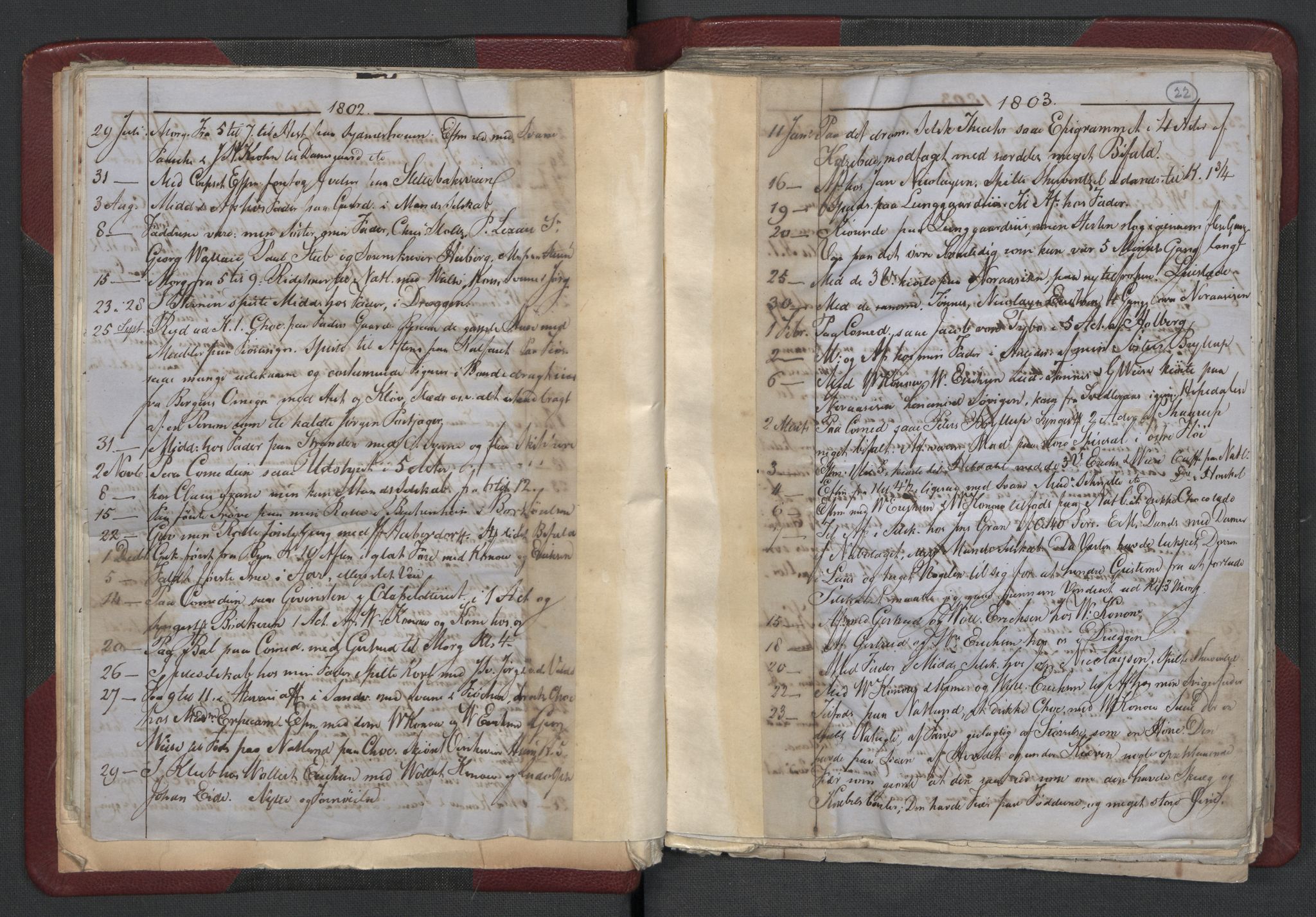 Meltzer, Fredrik, AV/RA-PA-0028/F/L0001: Dagbok for årene 1796-1808, 1811, 1817, 1796-1817, s. 21b-22a